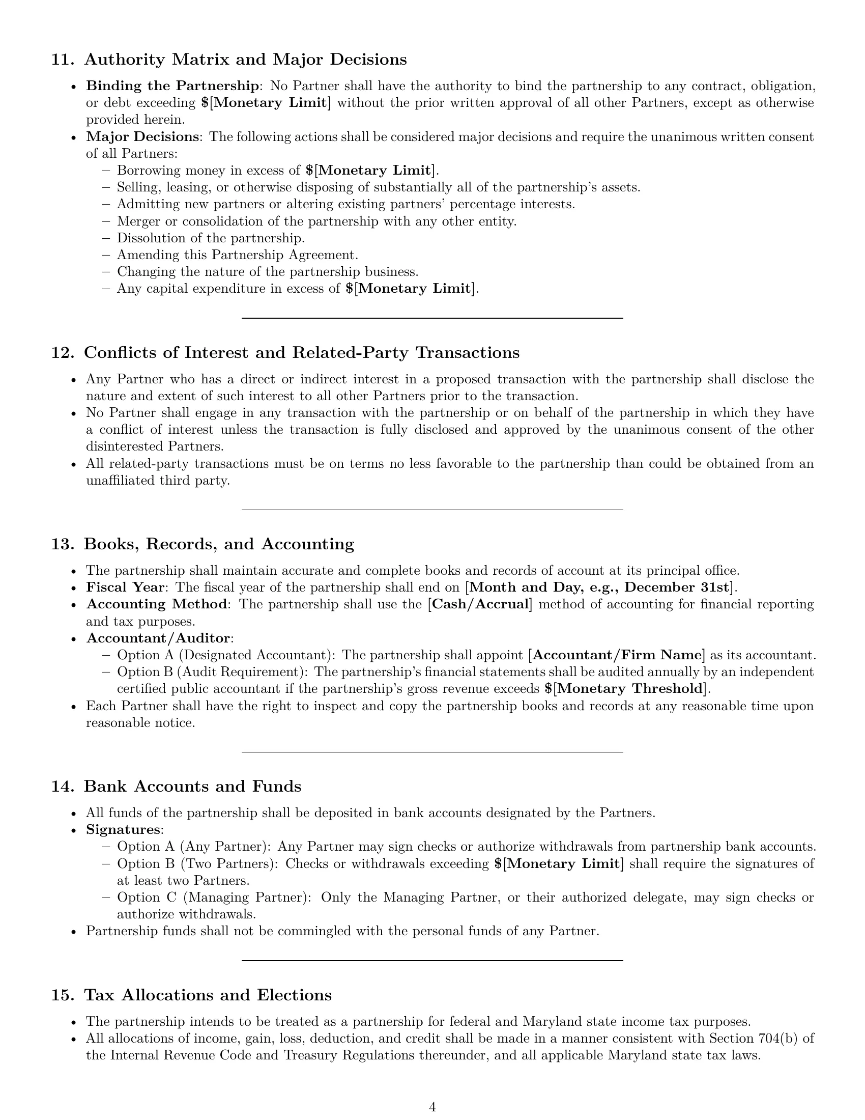 Preview page 4 of Pro Maryland partnership agreement template