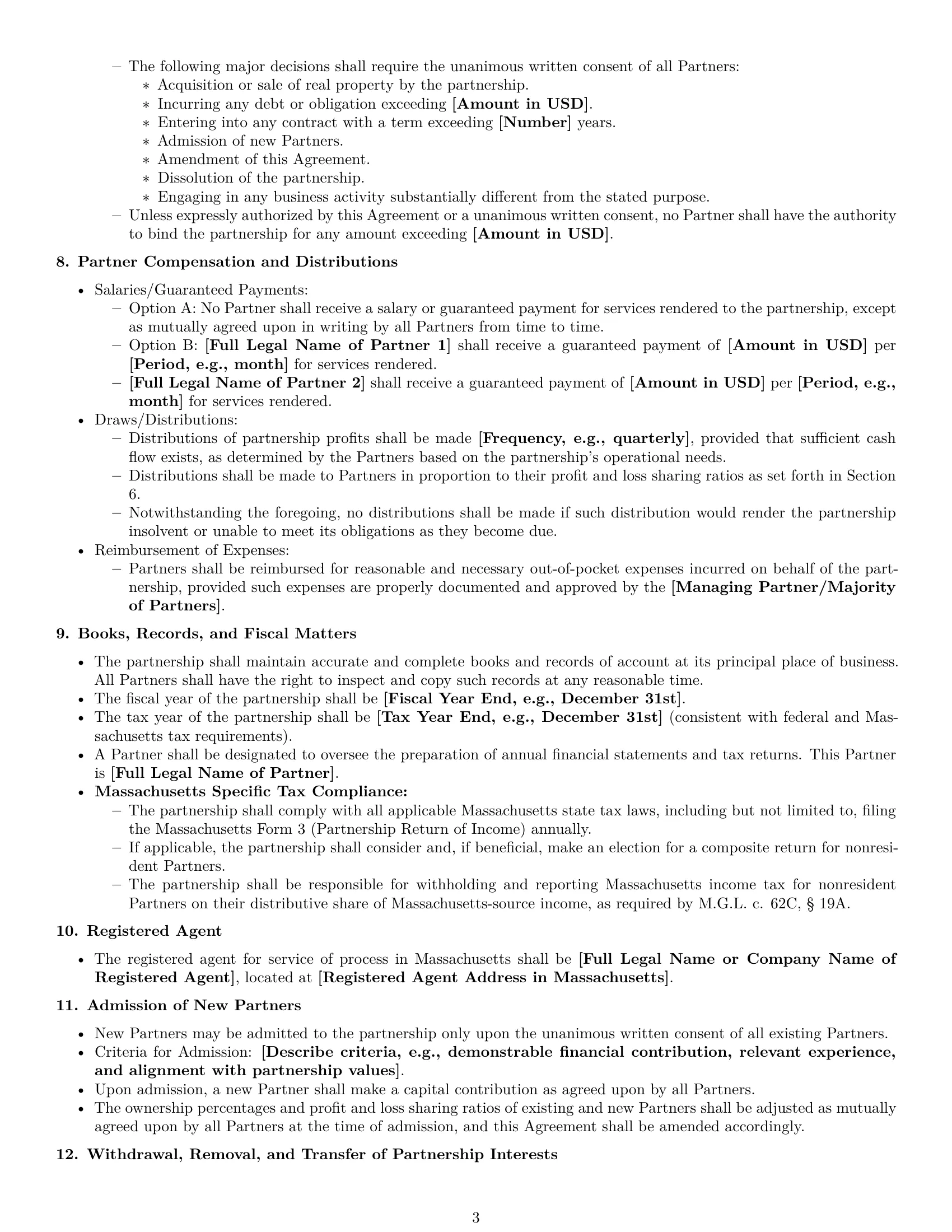 Preview page 3 of Pro Massachusetts partnership agreement template