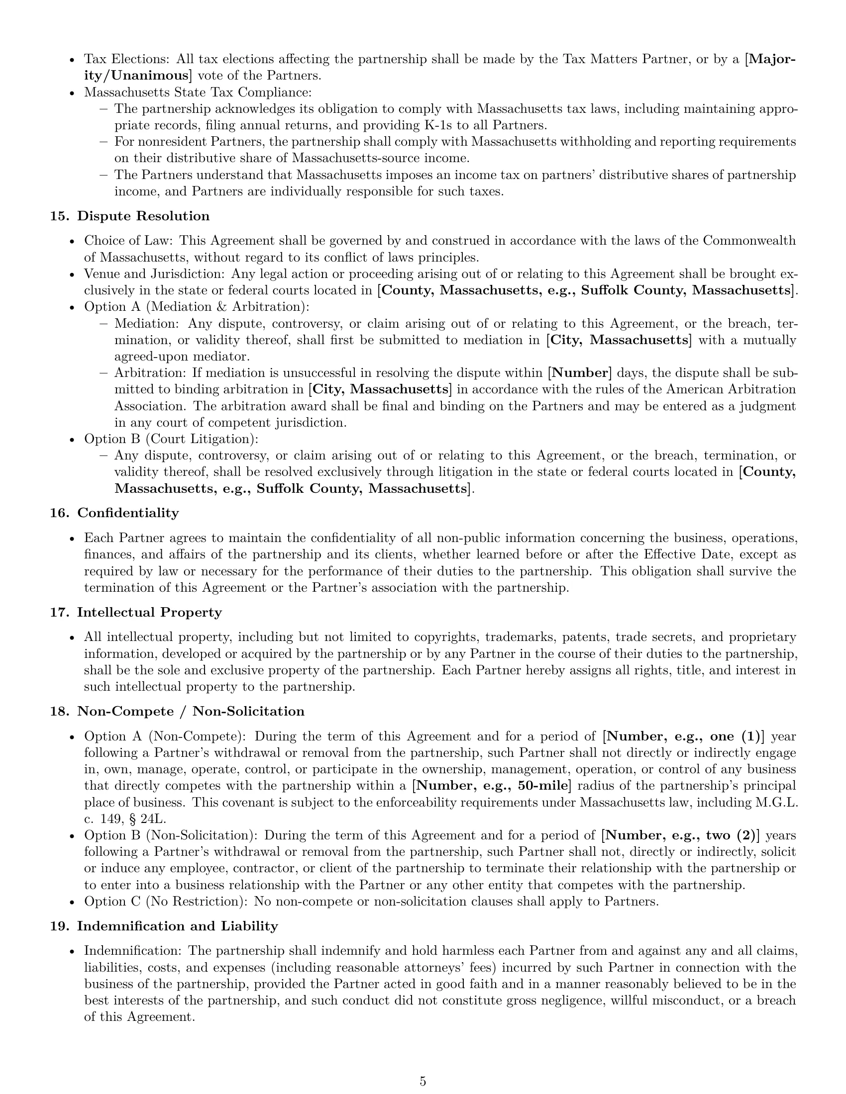 Preview page 5 of Pro Massachusetts partnership agreement template