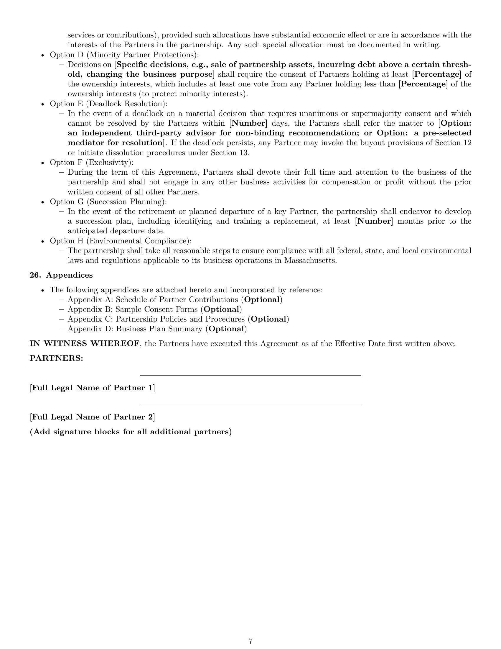 Preview page 7 of Pro Massachusetts partnership agreement template