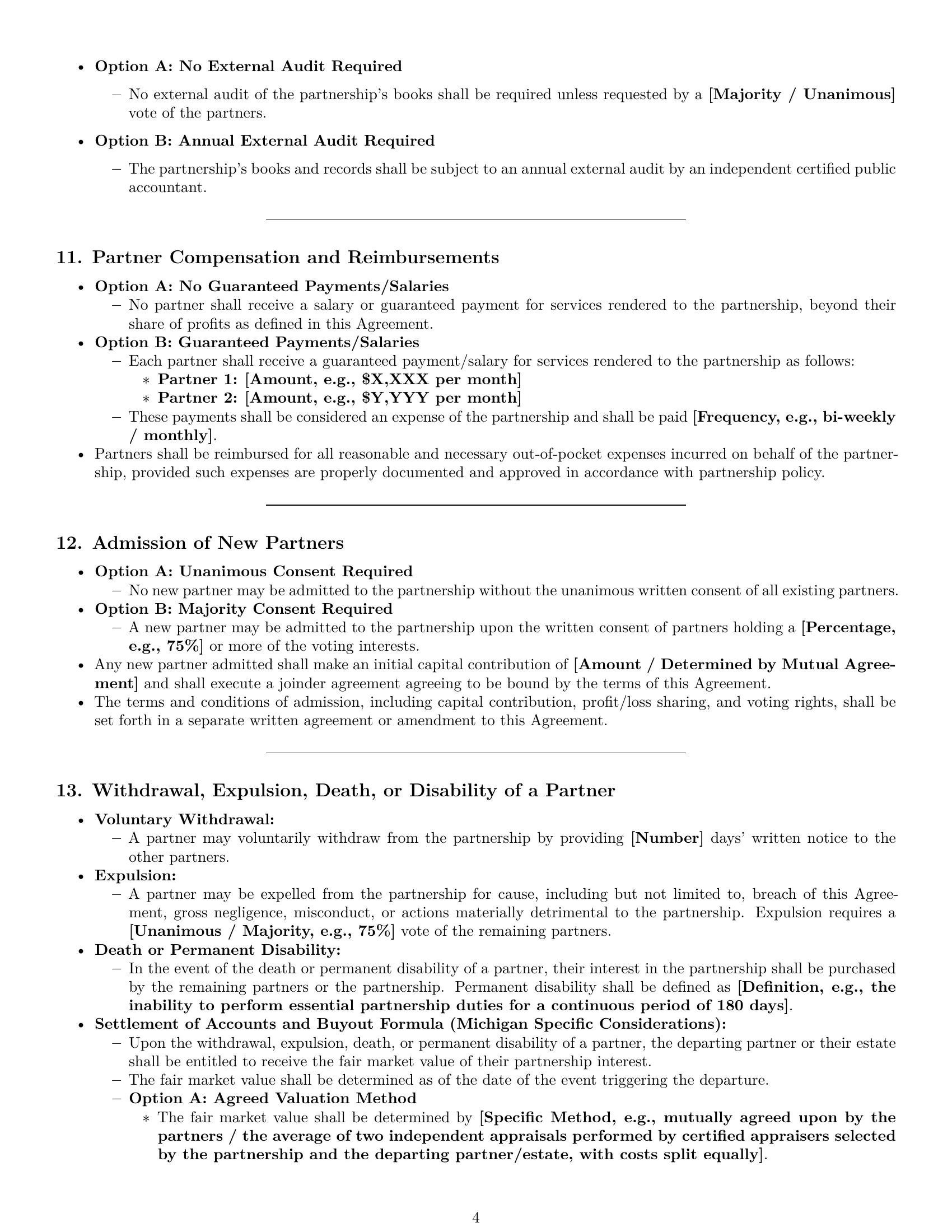 Preview page 4 of Pro Michigan partnership agreement template