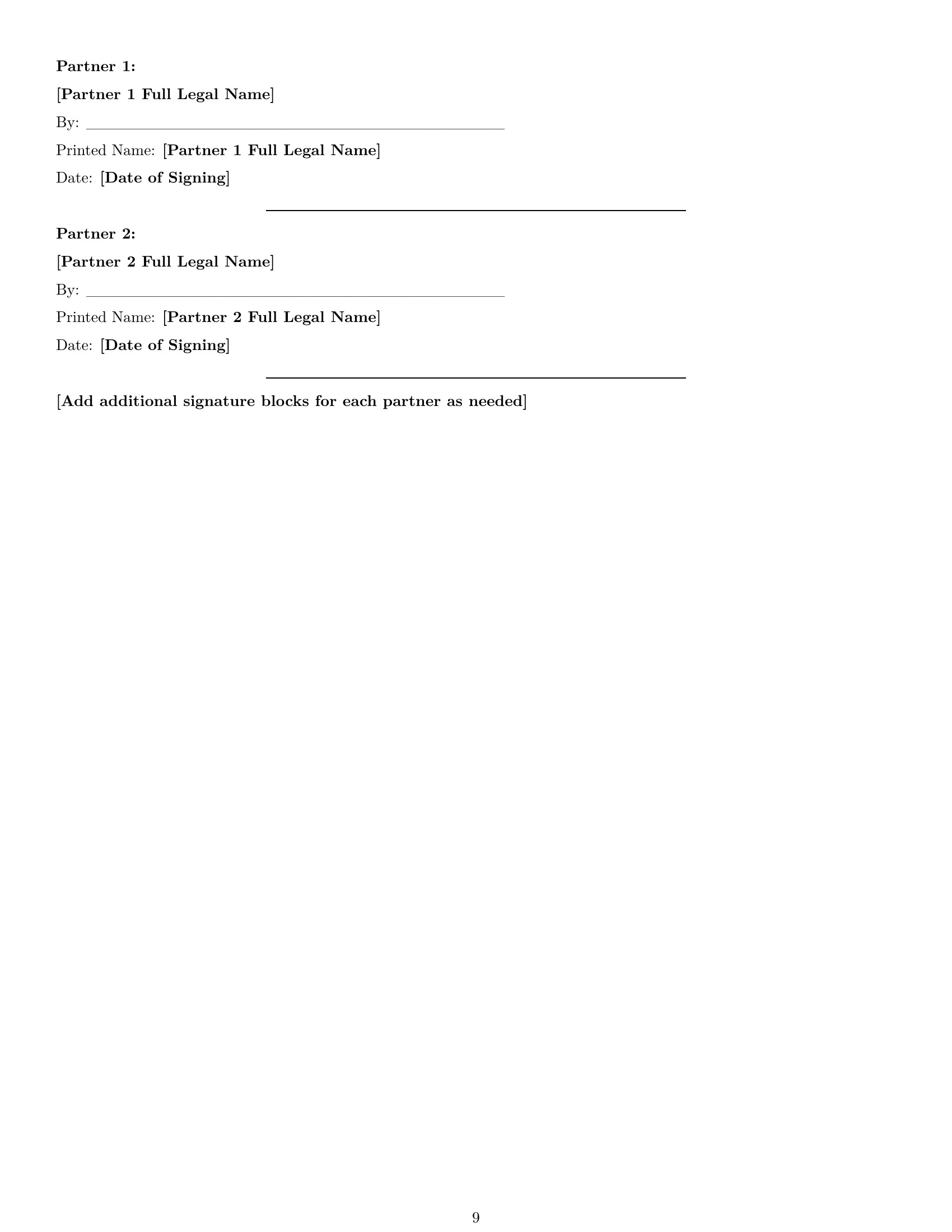 Preview page 9 of Pro Michigan partnership agreement template