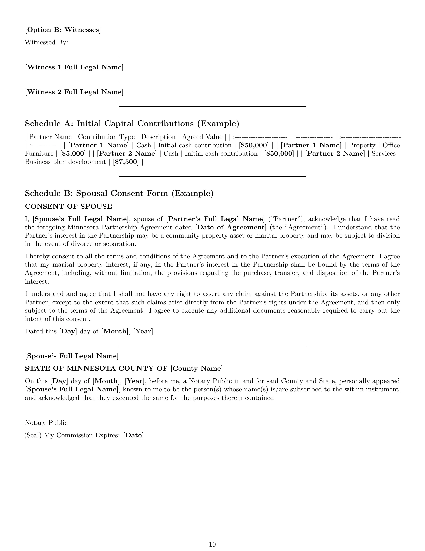 Preview page 10 of Pro Minnesota partnership agreement template