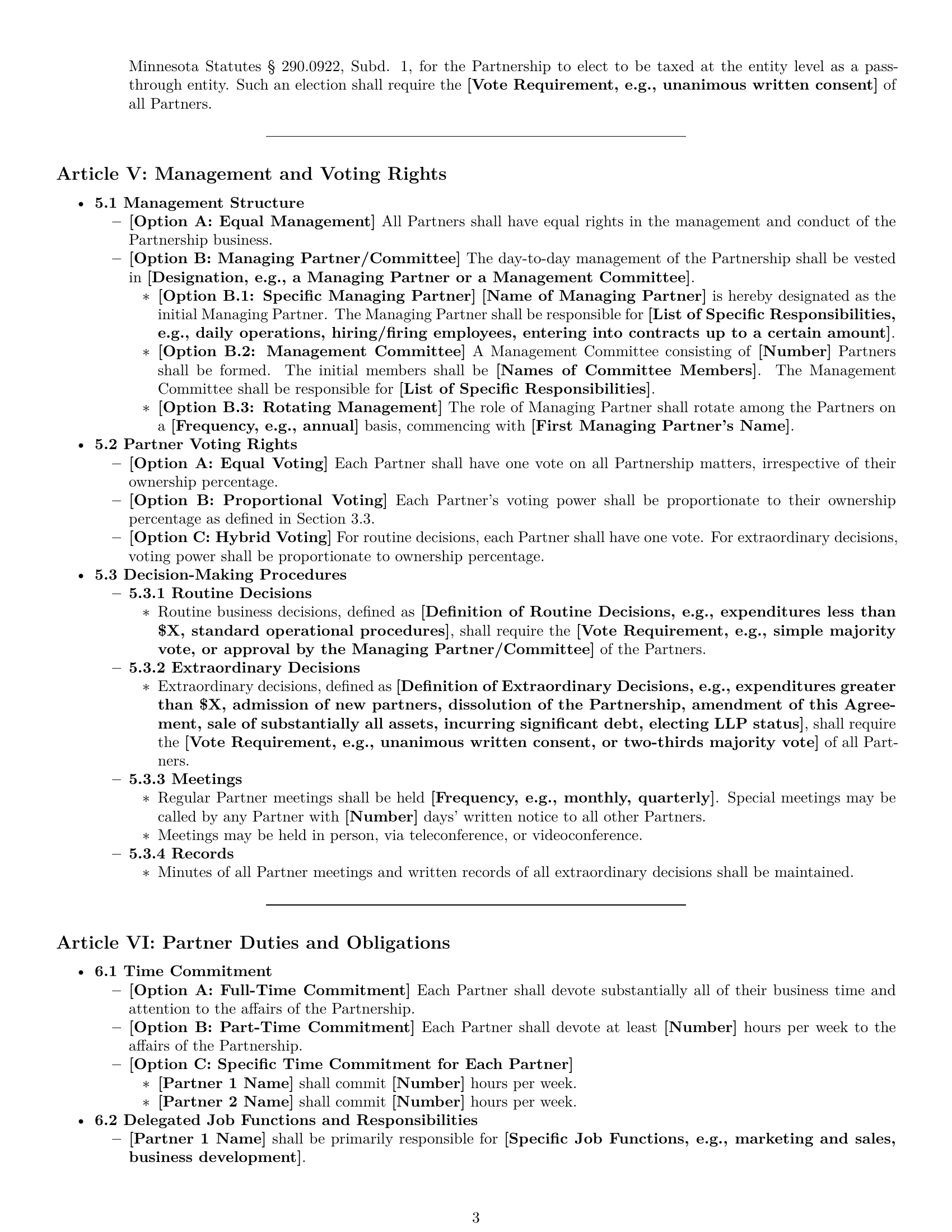 Preview page 3 of Pro Minnesota partnership agreement template