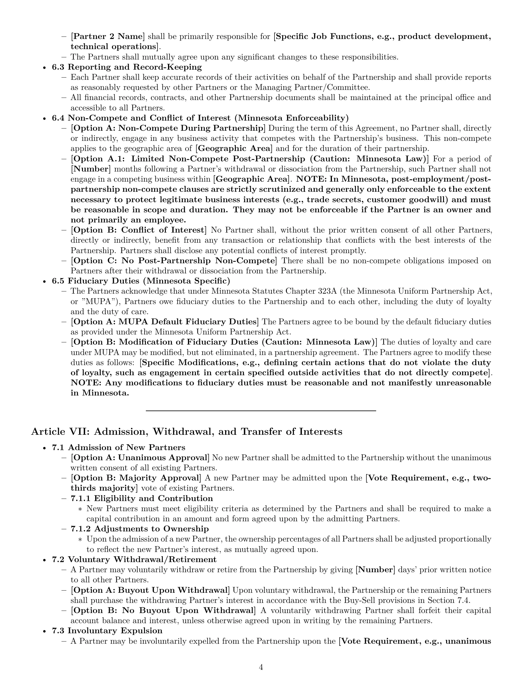 Preview page 4 of Pro Minnesota partnership agreement template