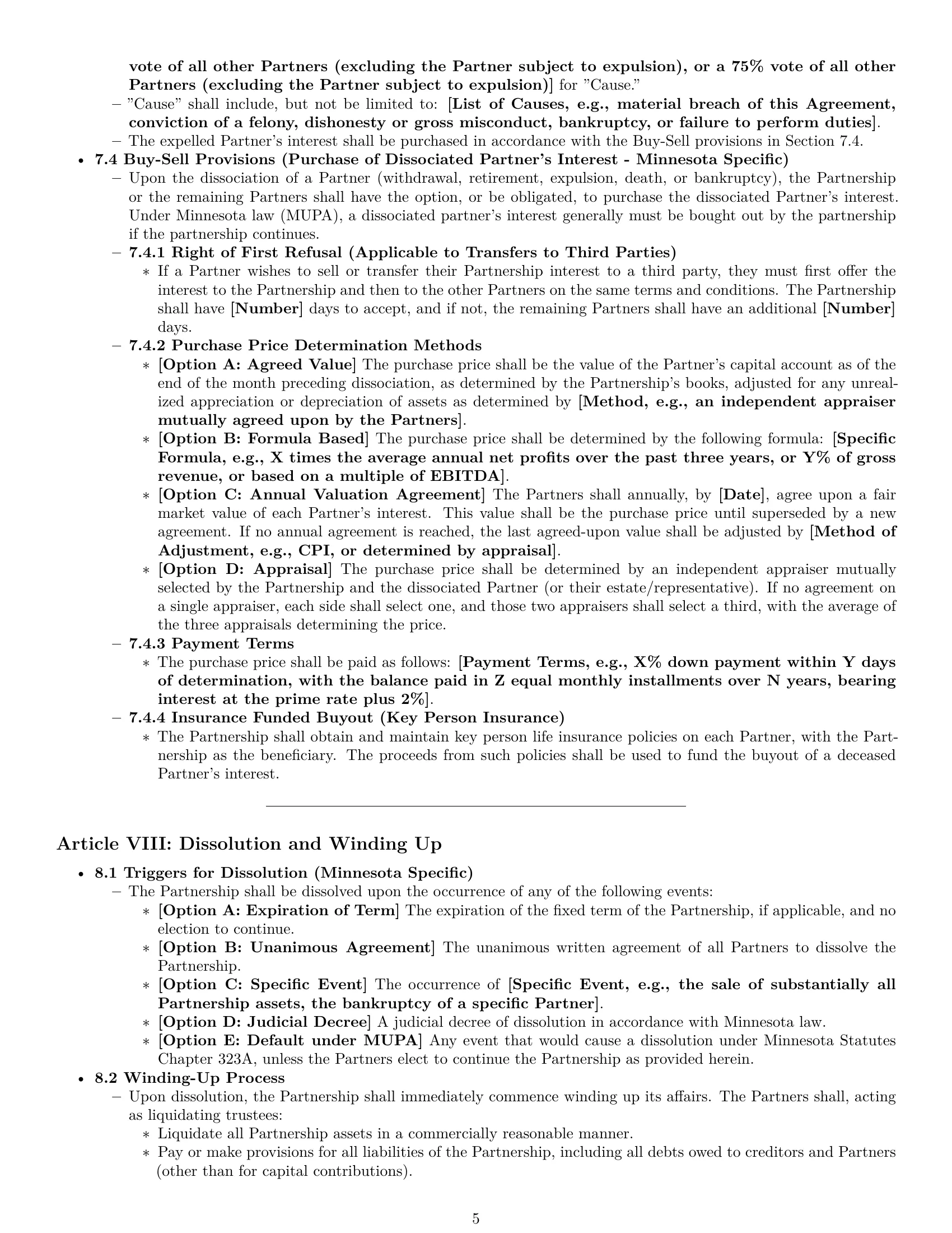 Preview page 5 of Pro Minnesota partnership agreement template