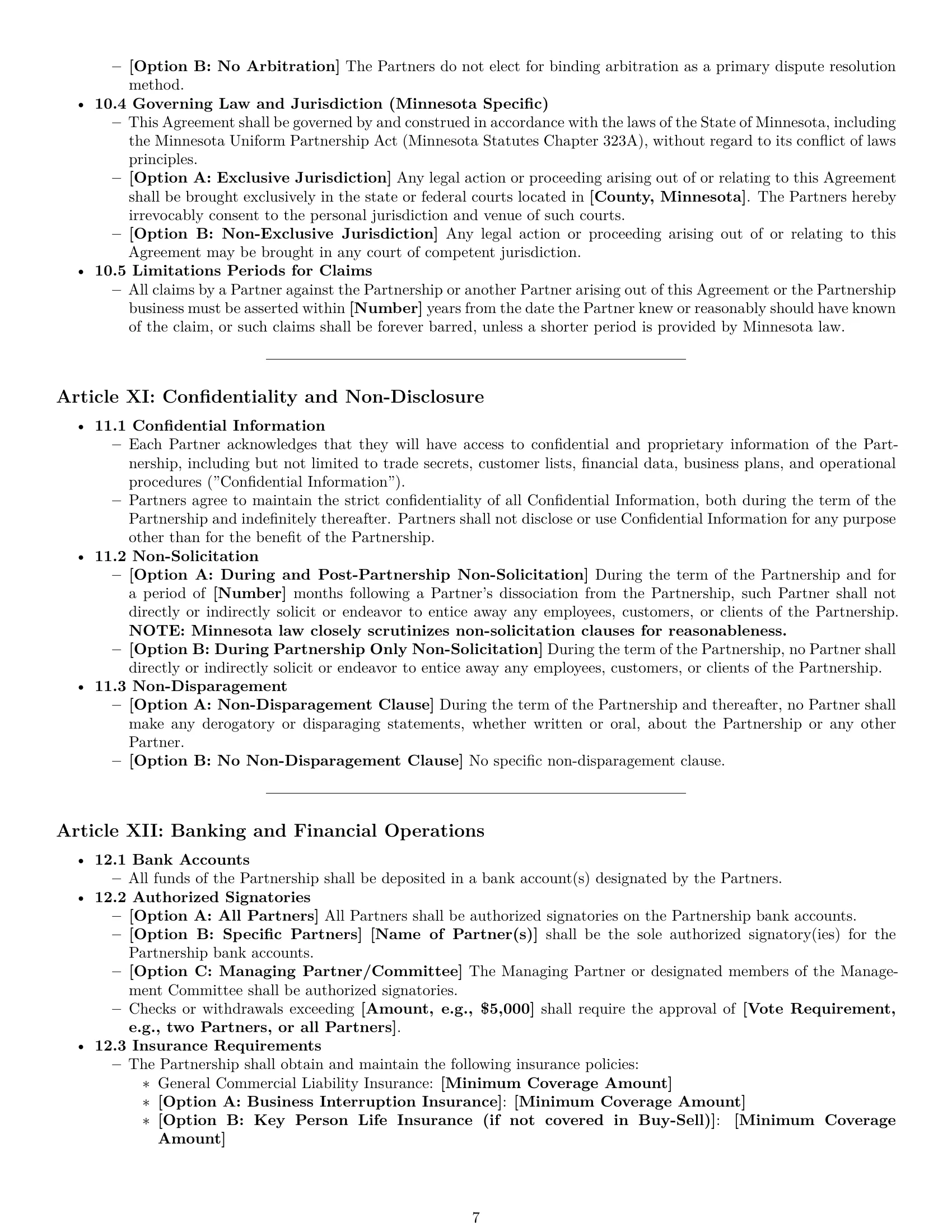 Preview page 7 of Pro Minnesota partnership agreement template