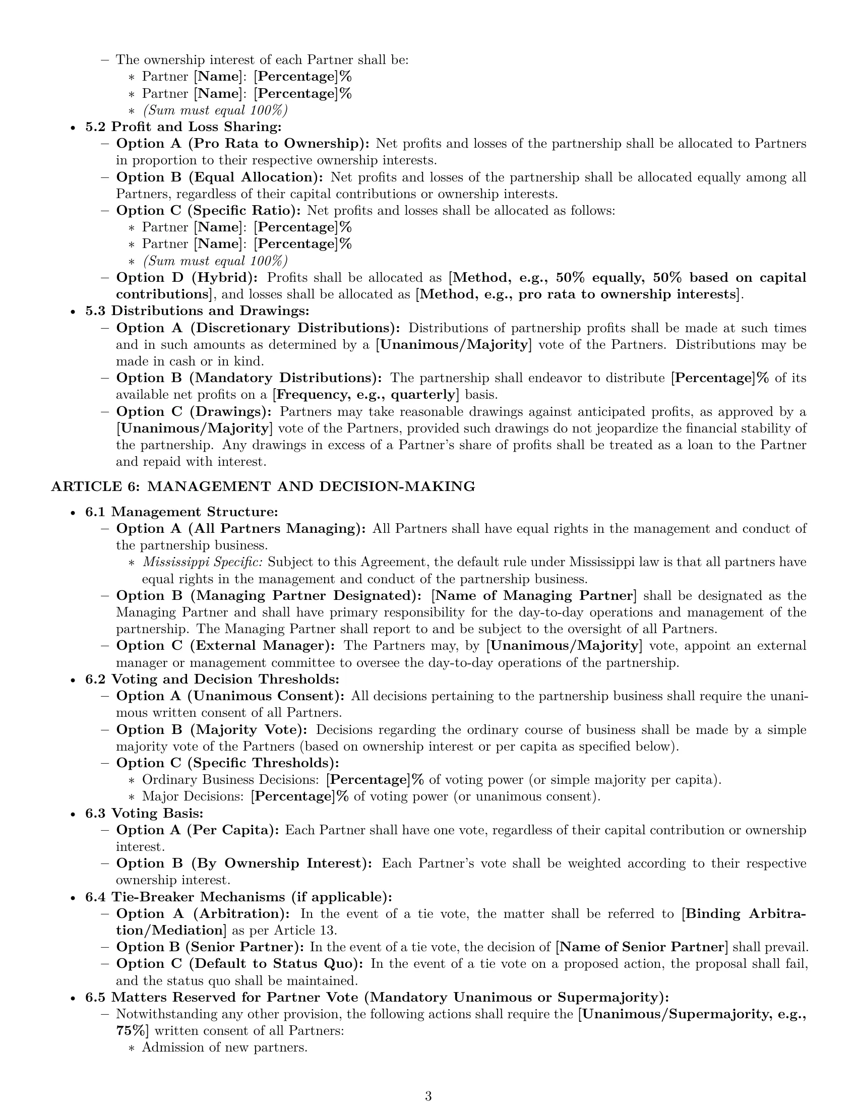 Preview page 3 of Pro Mississippi partnership agreement template