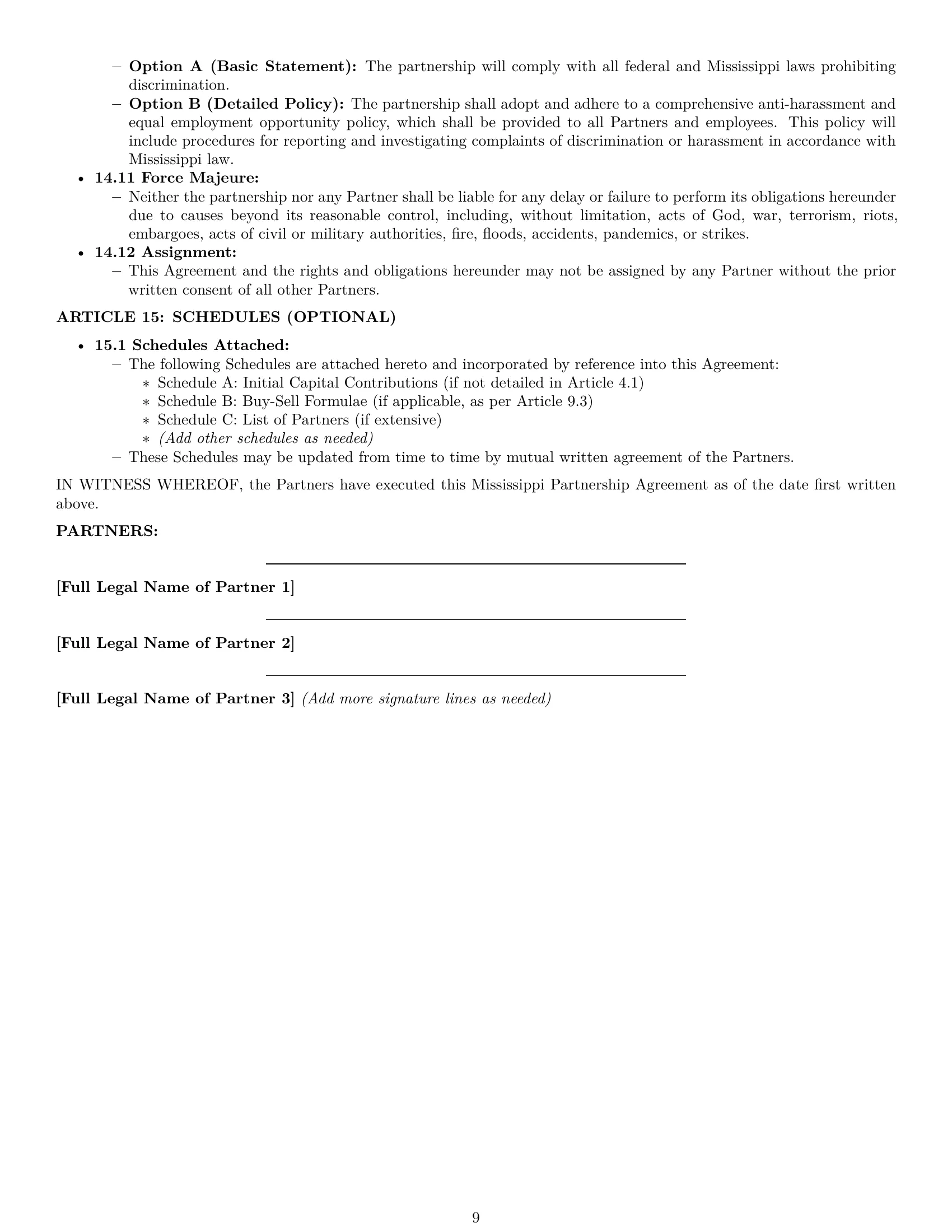 Preview page 9 of Pro Mississippi partnership agreement template