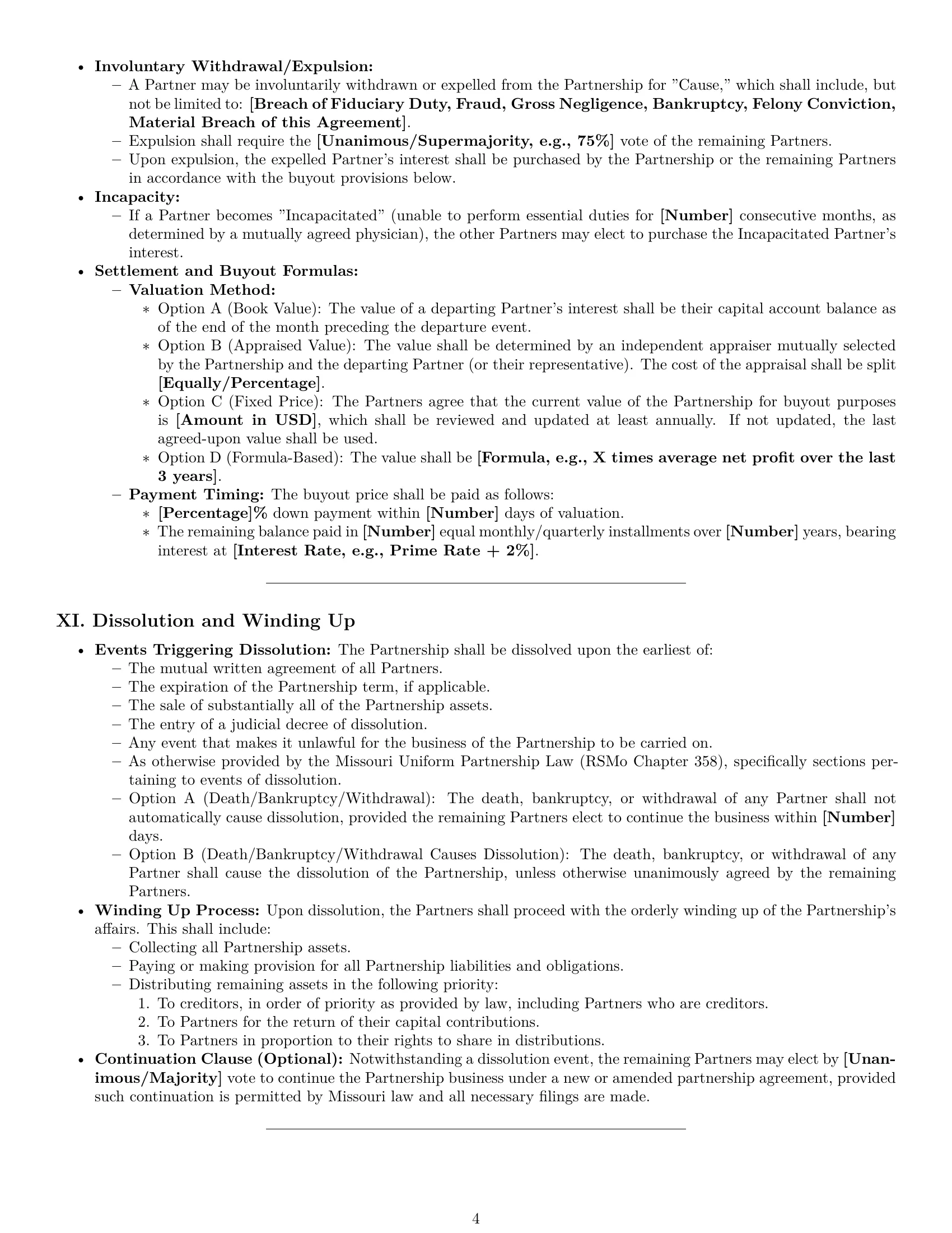 Preview page 4 of Pro Missouri partnership agreement template