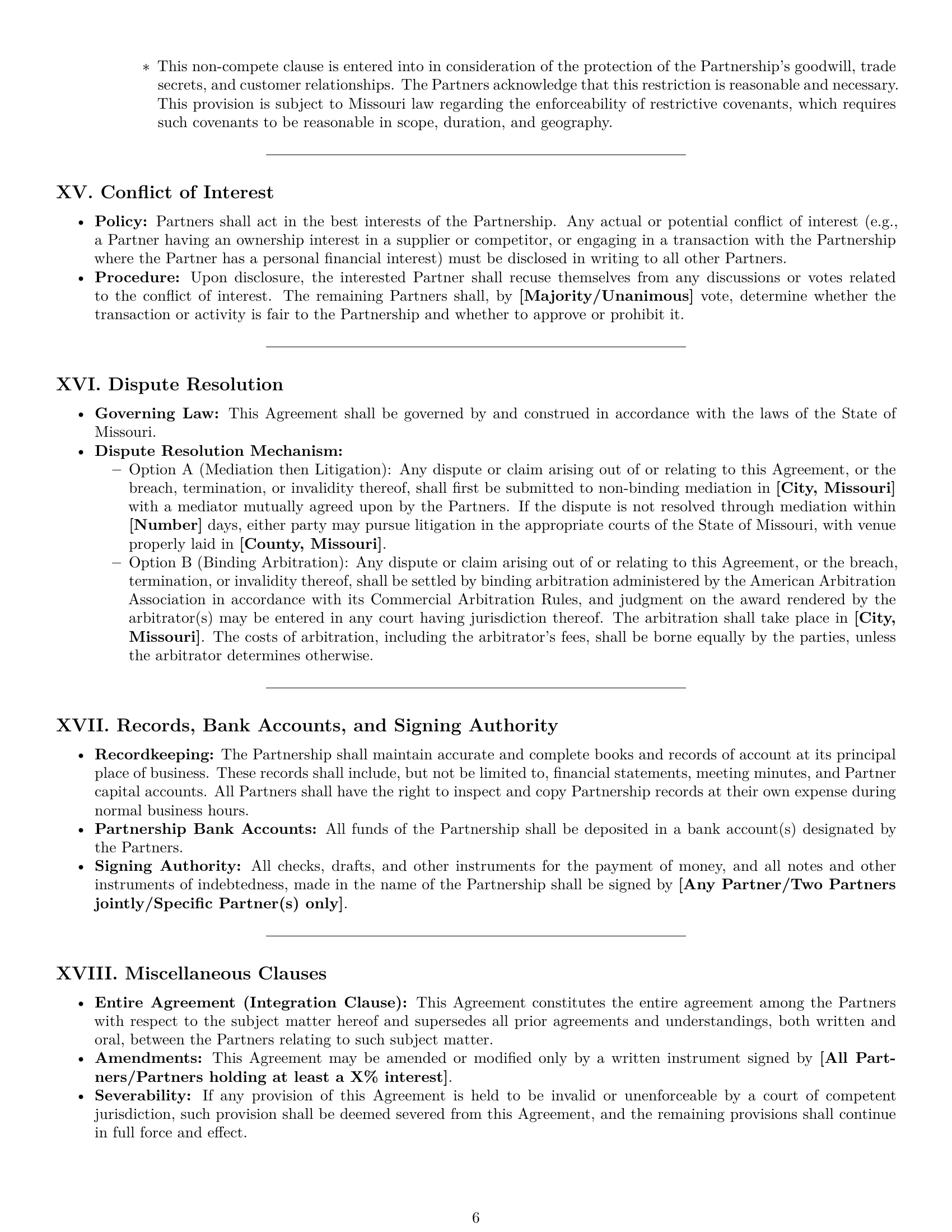 Preview page 6 of Pro Missouri partnership agreement template