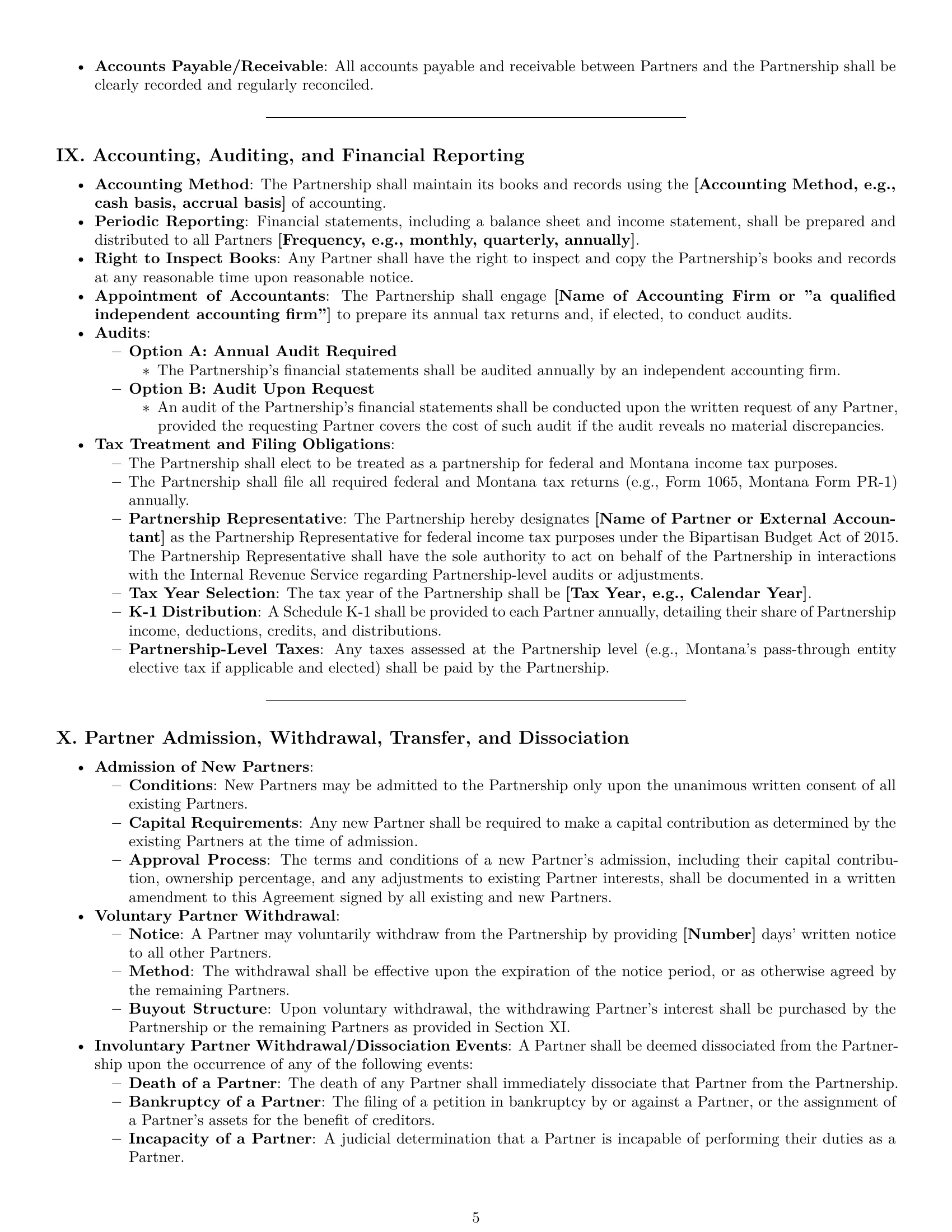 Preview page 5 of Pro Montana partnership agreement template