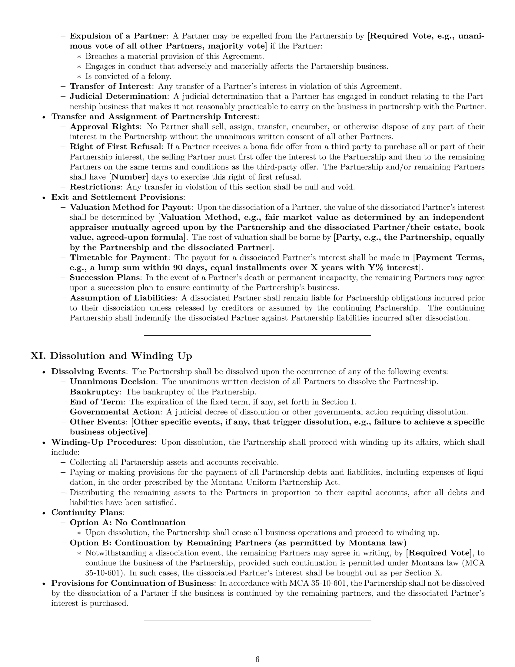 Preview page 6 of Pro Montana partnership agreement template