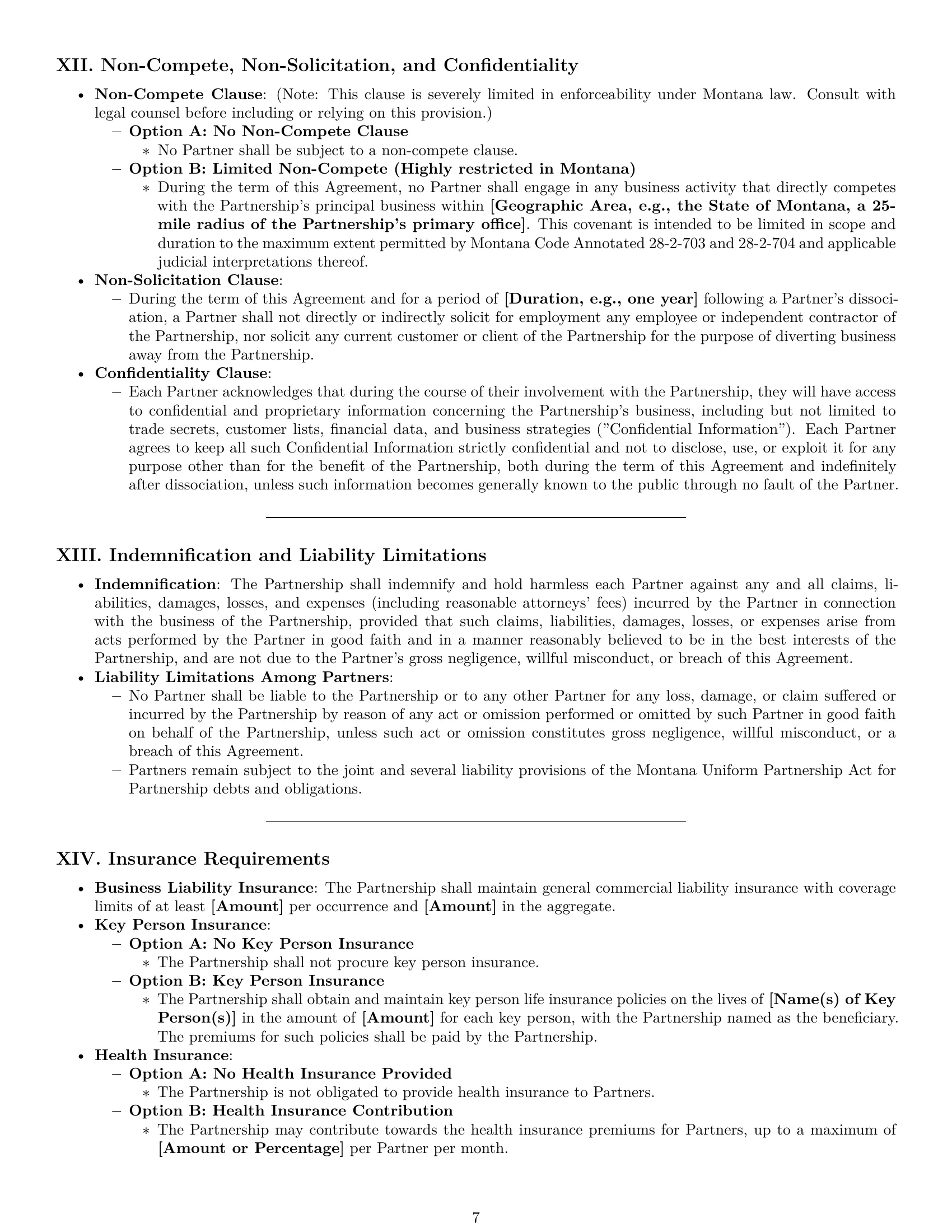 Preview page 7 of Pro Montana partnership agreement template
