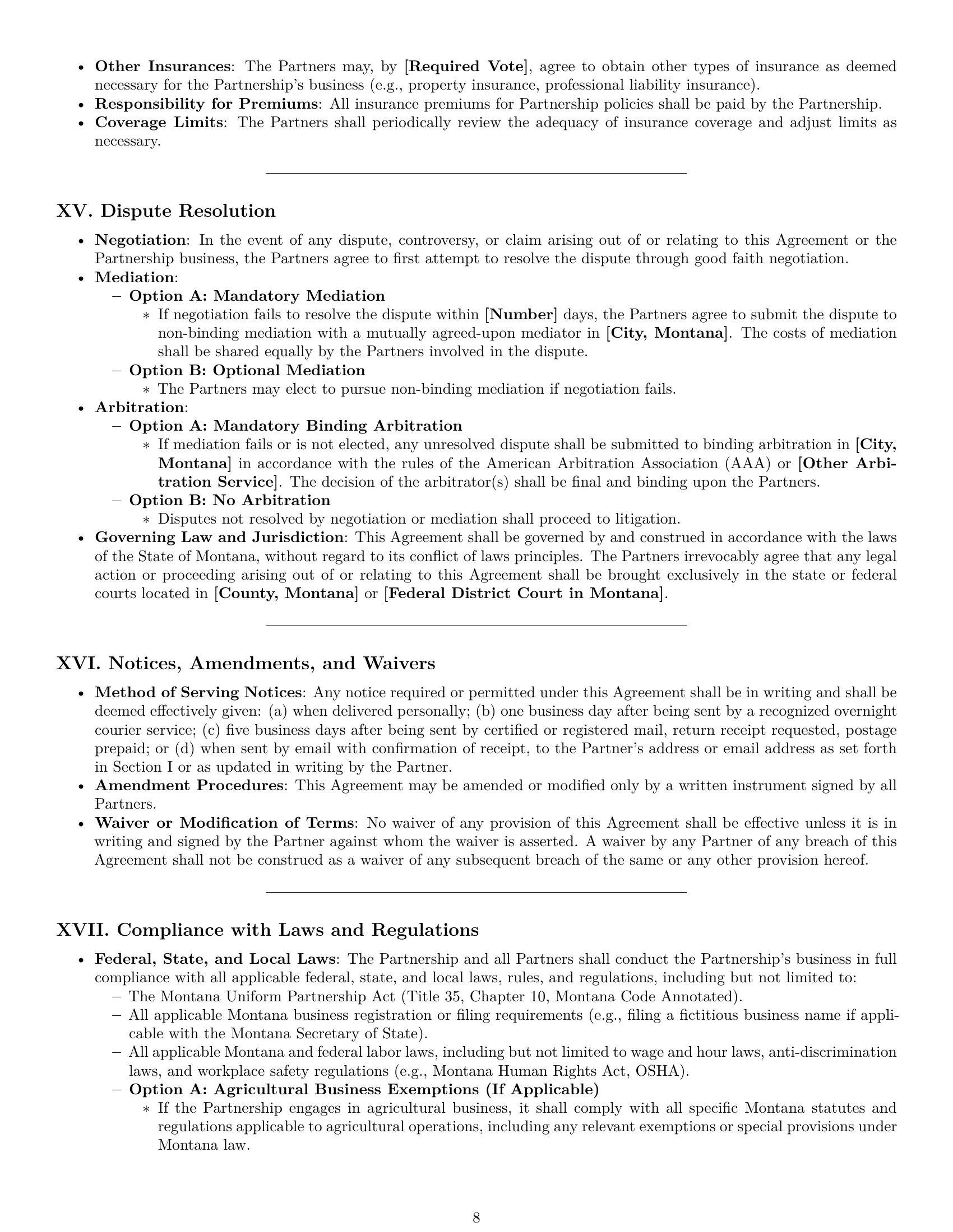 Preview page 8 of Pro Montana partnership agreement template
