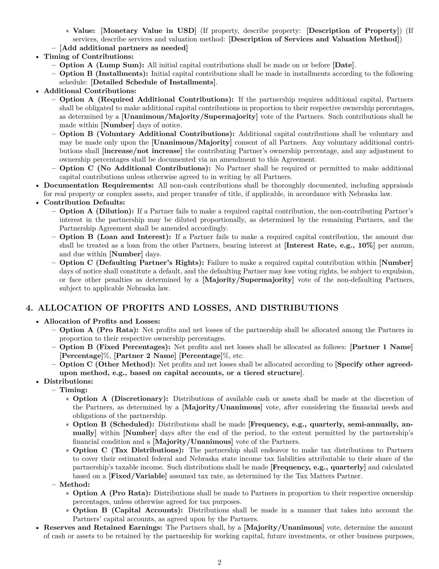 Preview page 2 of Pro Nebraska partnership agreement template