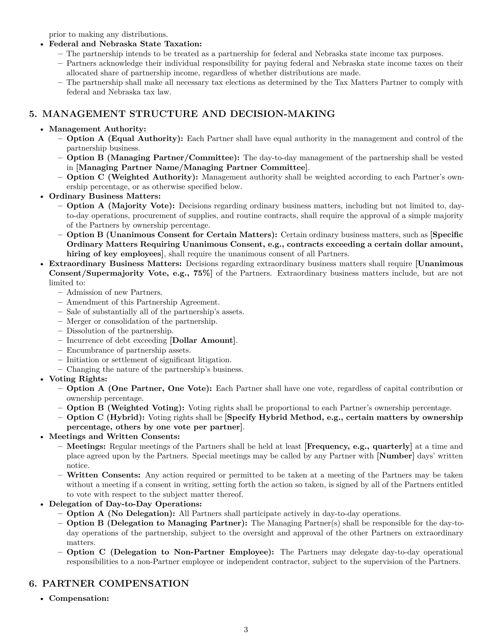Preview page 3 of Pro Nebraska partnership agreement template