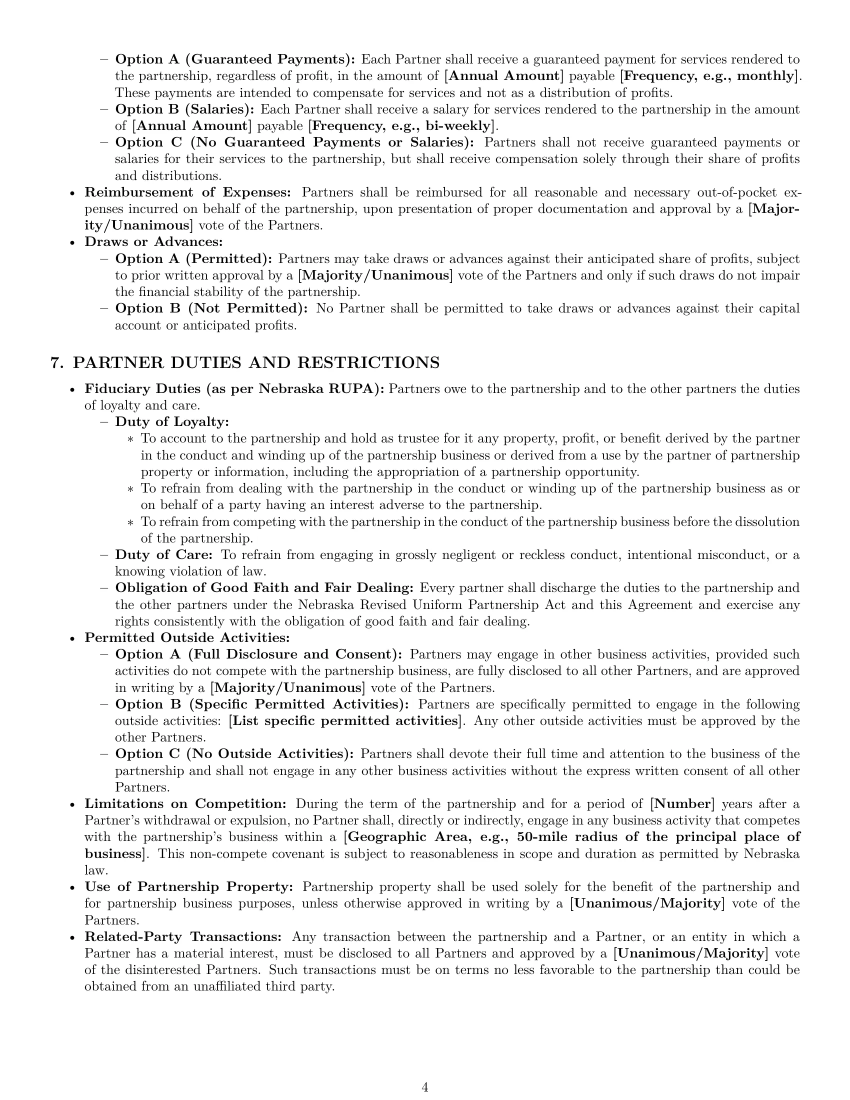 Preview page 4 of Pro Nebraska partnership agreement template