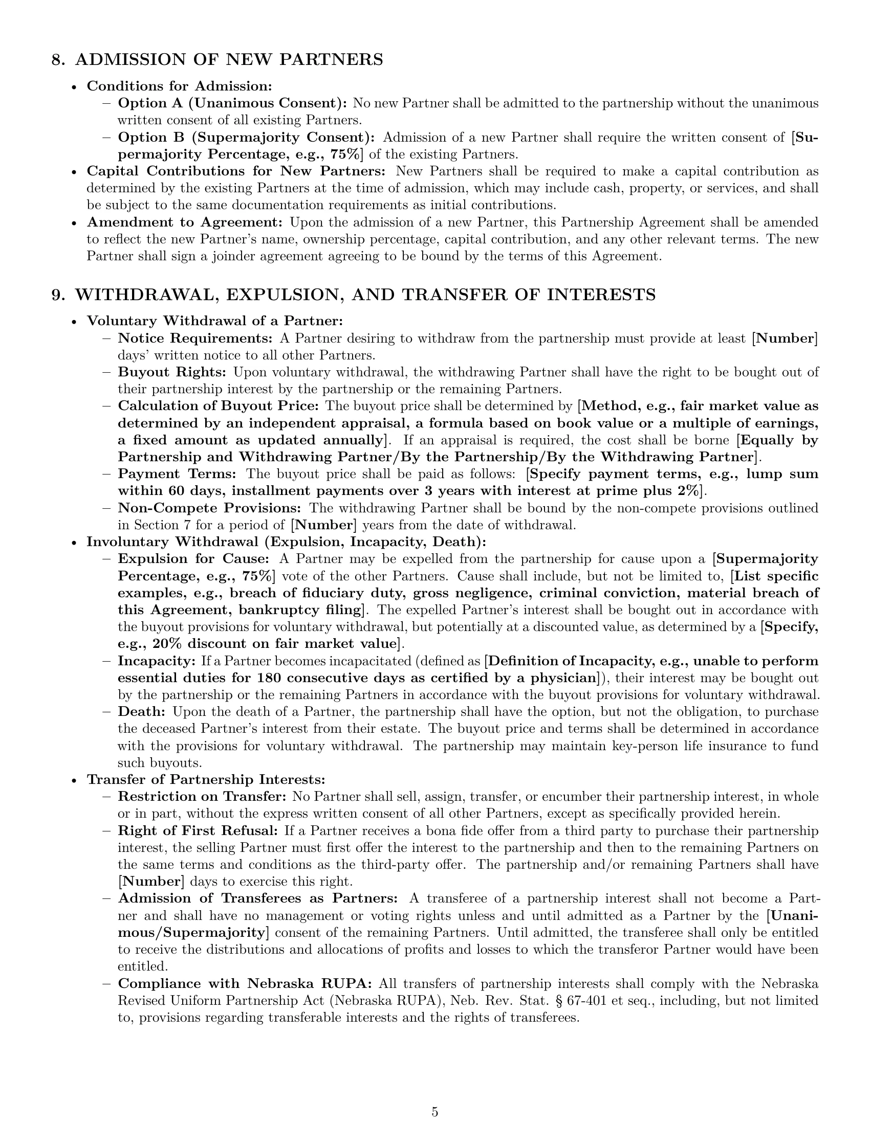 Preview page 5 of Pro Nebraska partnership agreement template