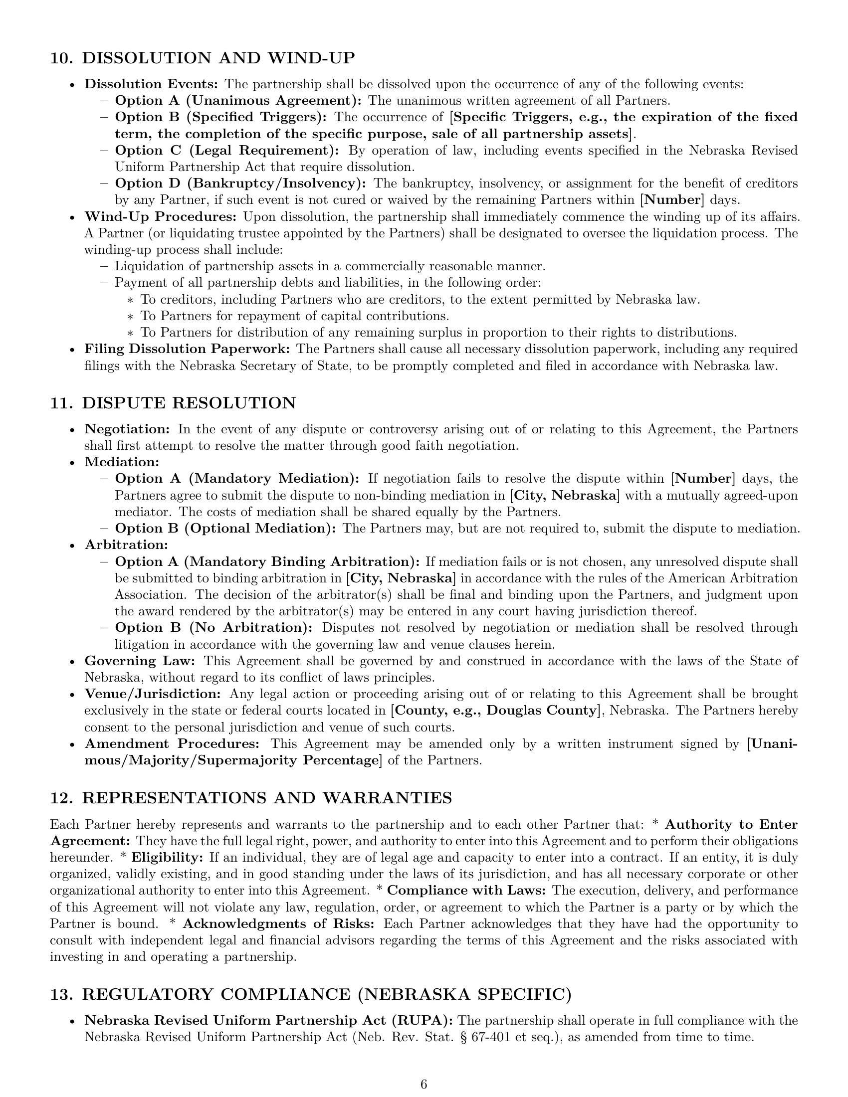 Preview page 6 of Pro Nebraska partnership agreement template