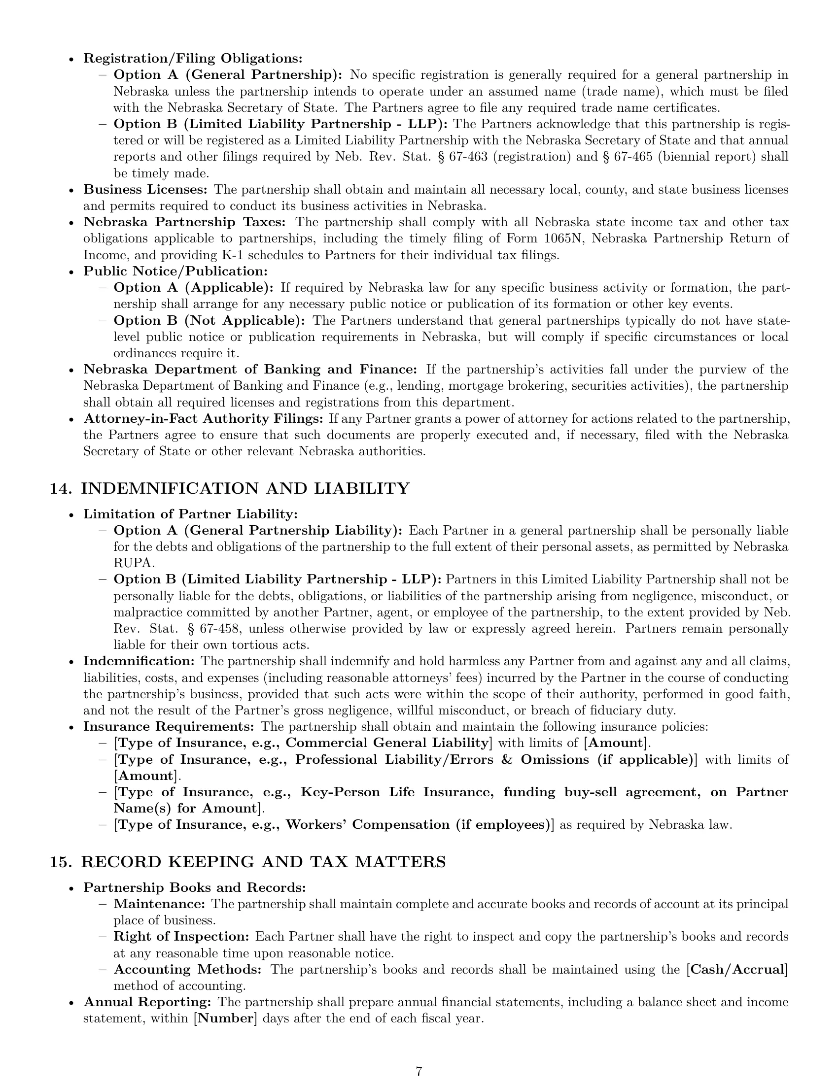 Preview page 7 of Pro Nebraska partnership agreement template