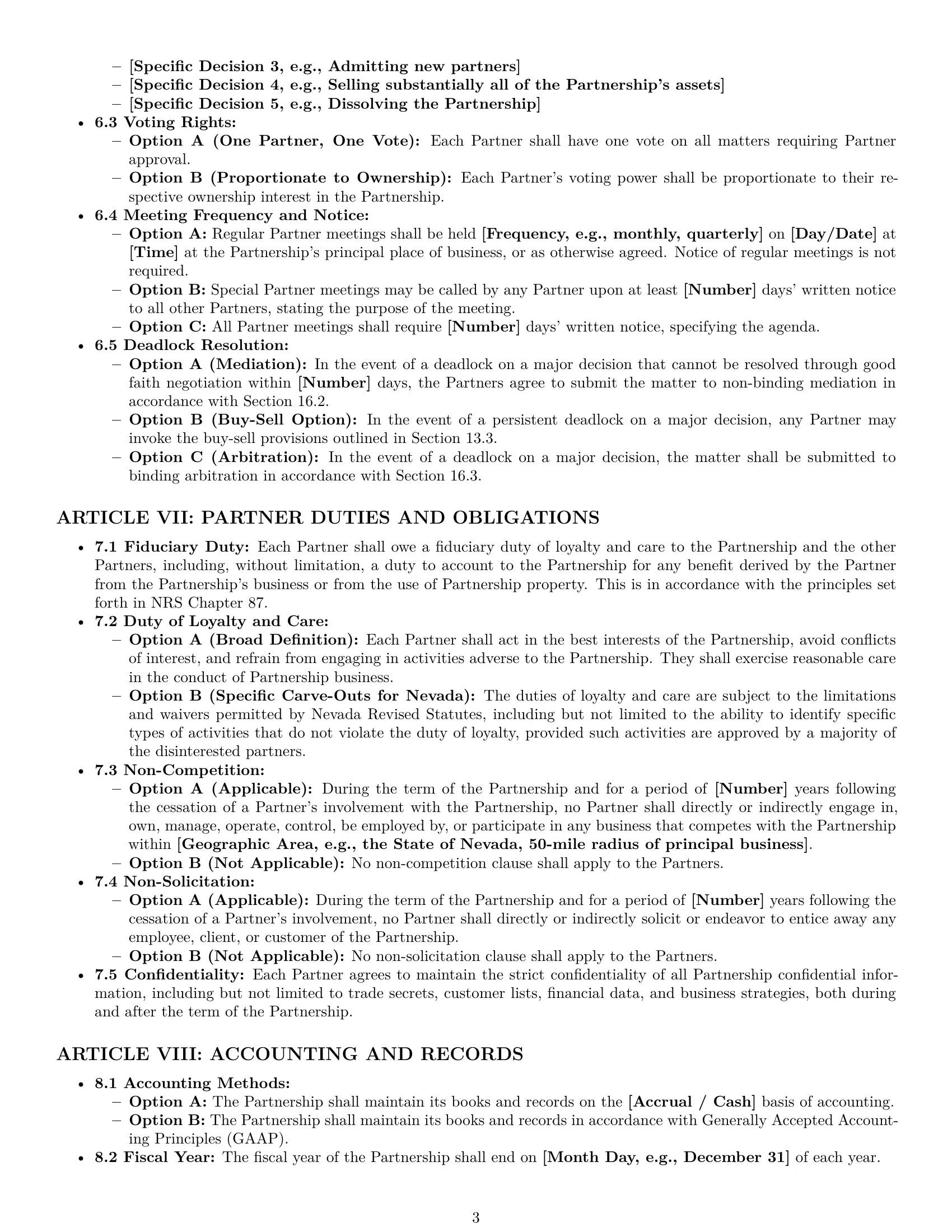 Preview page 3 of Pro Nevada partnership agreement template