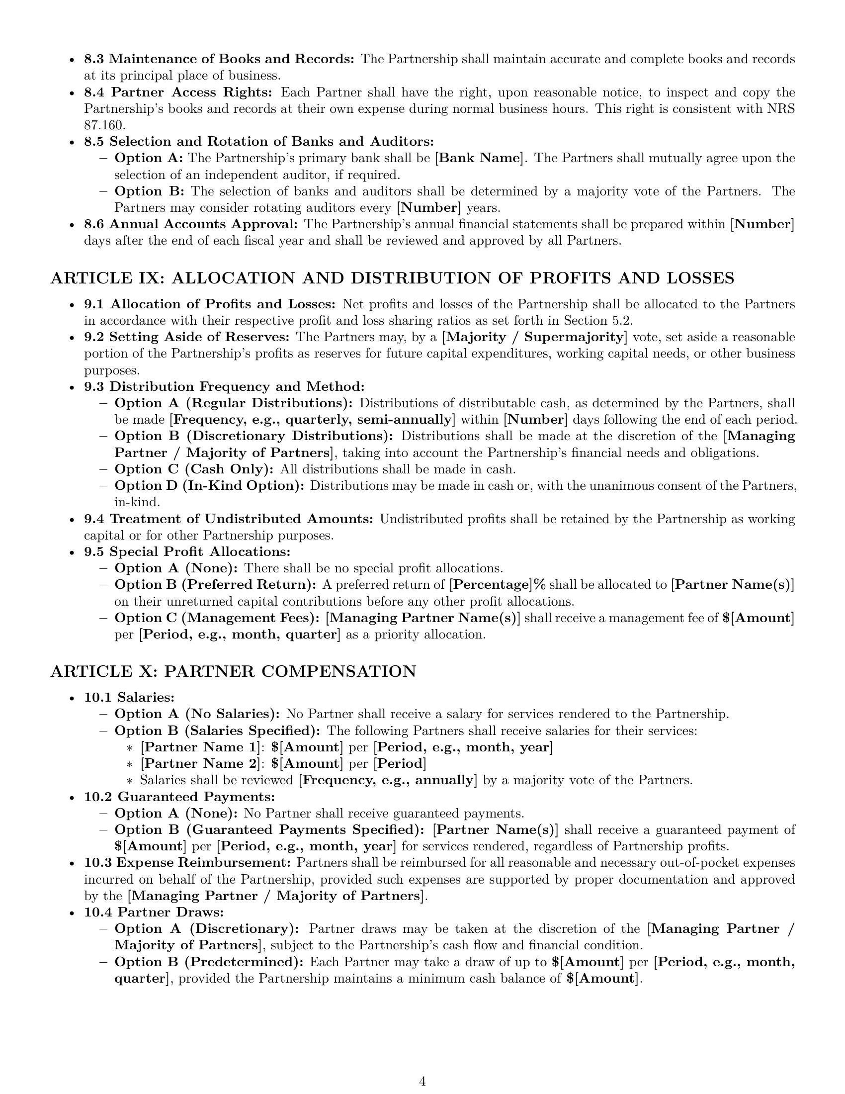 Preview page 4 of Pro Nevada partnership agreement template