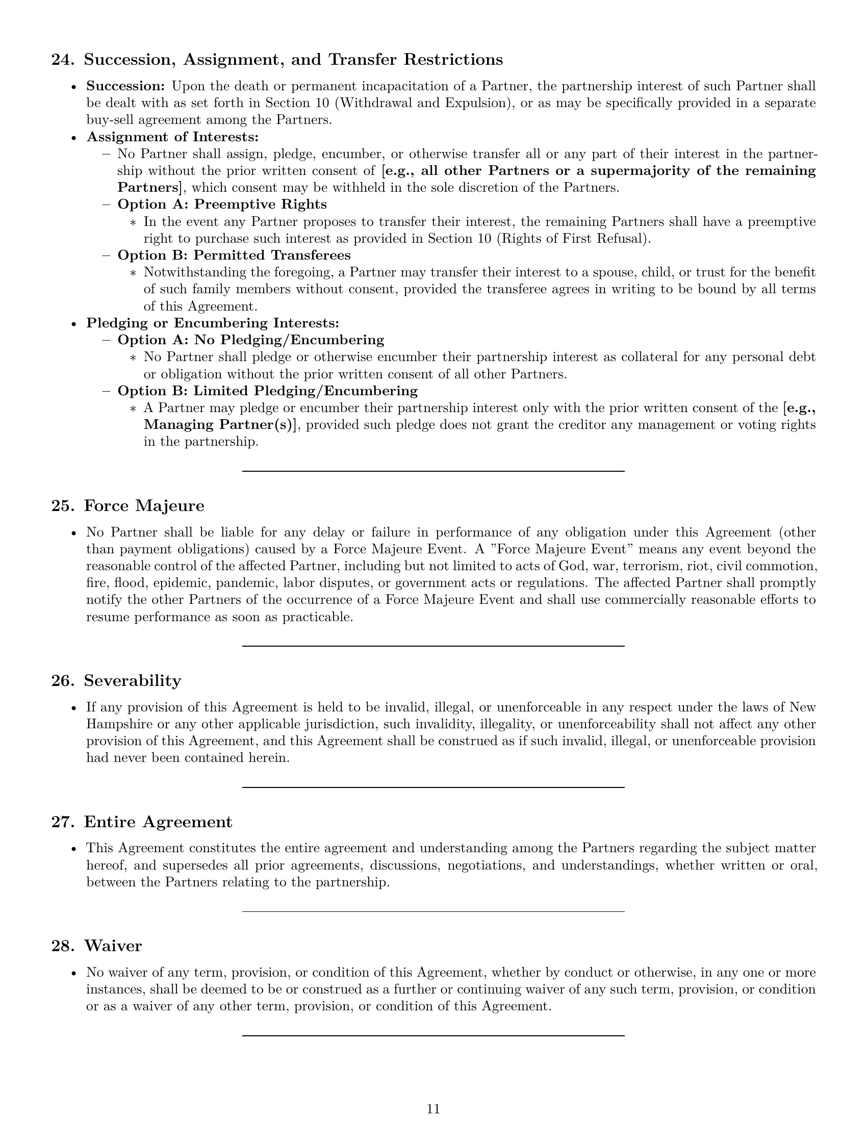 Preview page 11 of Pro New Hampshire partnership agreement template