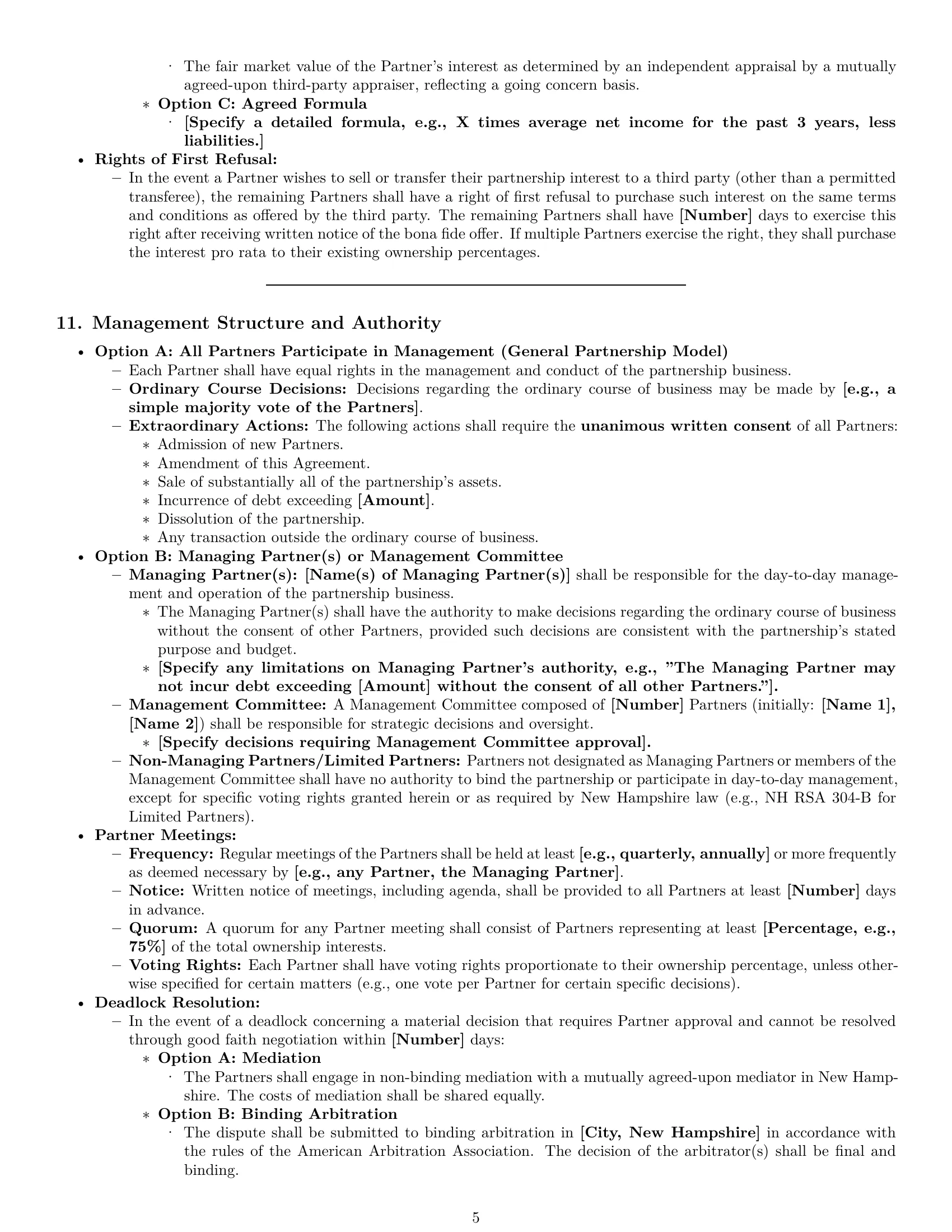 Preview page 5 of Pro New Hampshire partnership agreement template