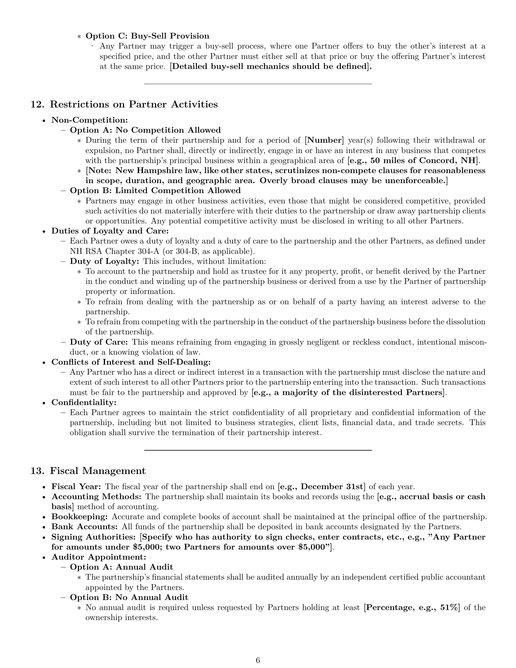 Preview page 6 of Pro New Hampshire partnership agreement template