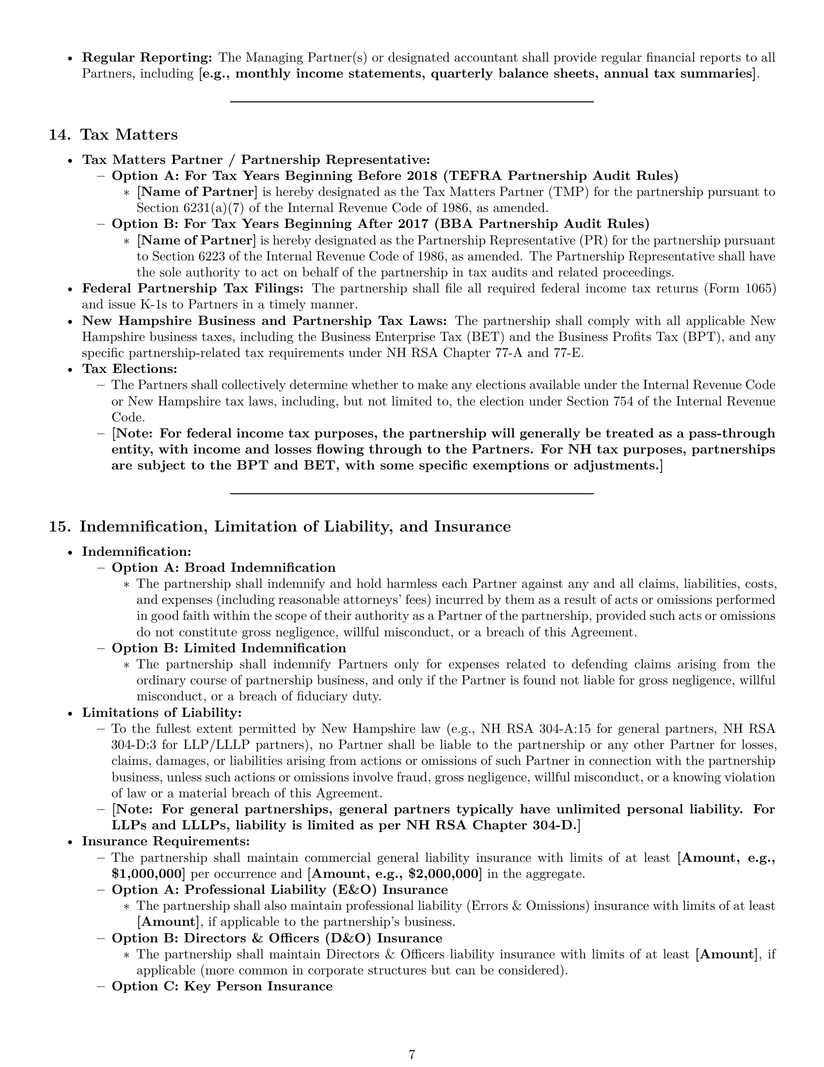 Preview page 7 of Pro New Hampshire partnership agreement template