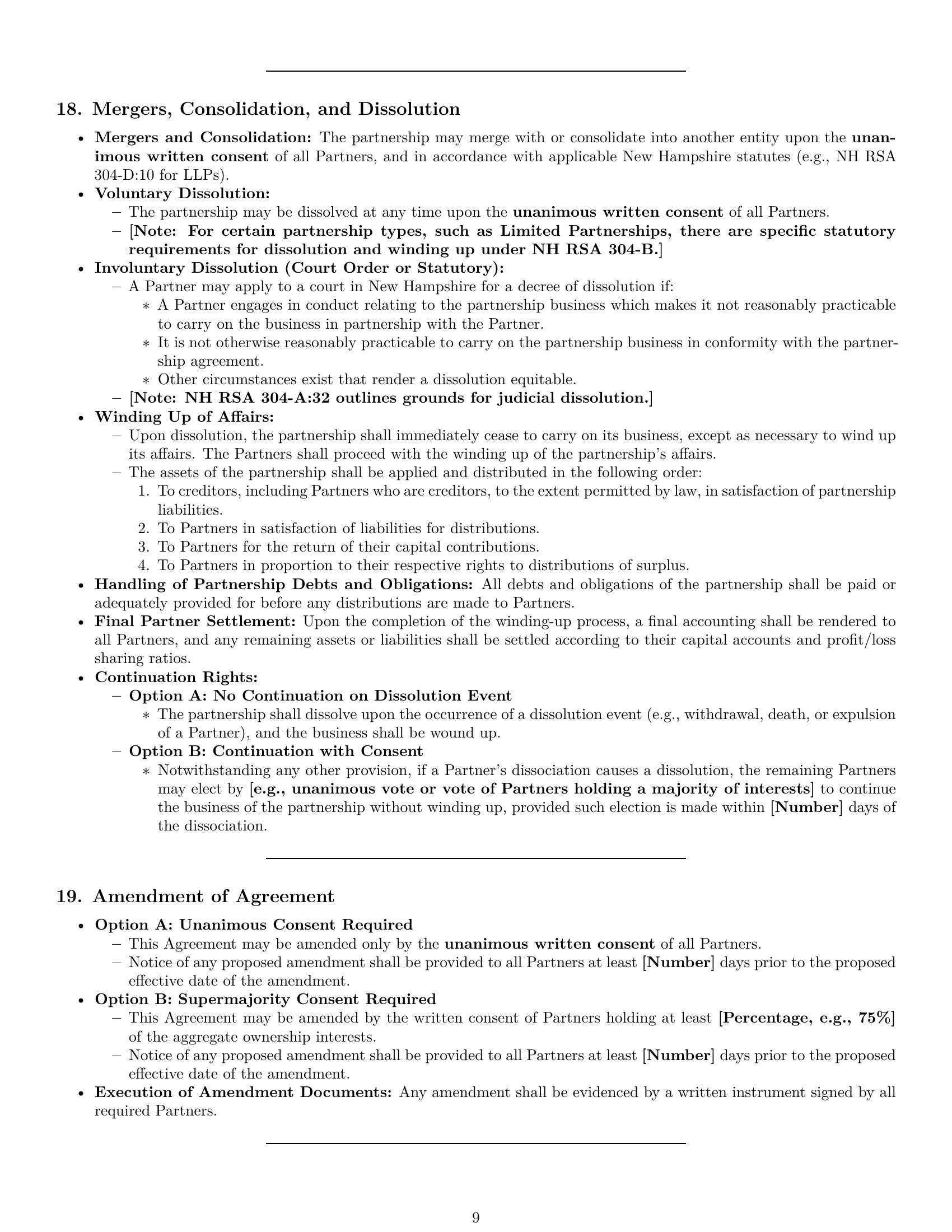 Preview page 9 of Pro New Hampshire partnership agreement template