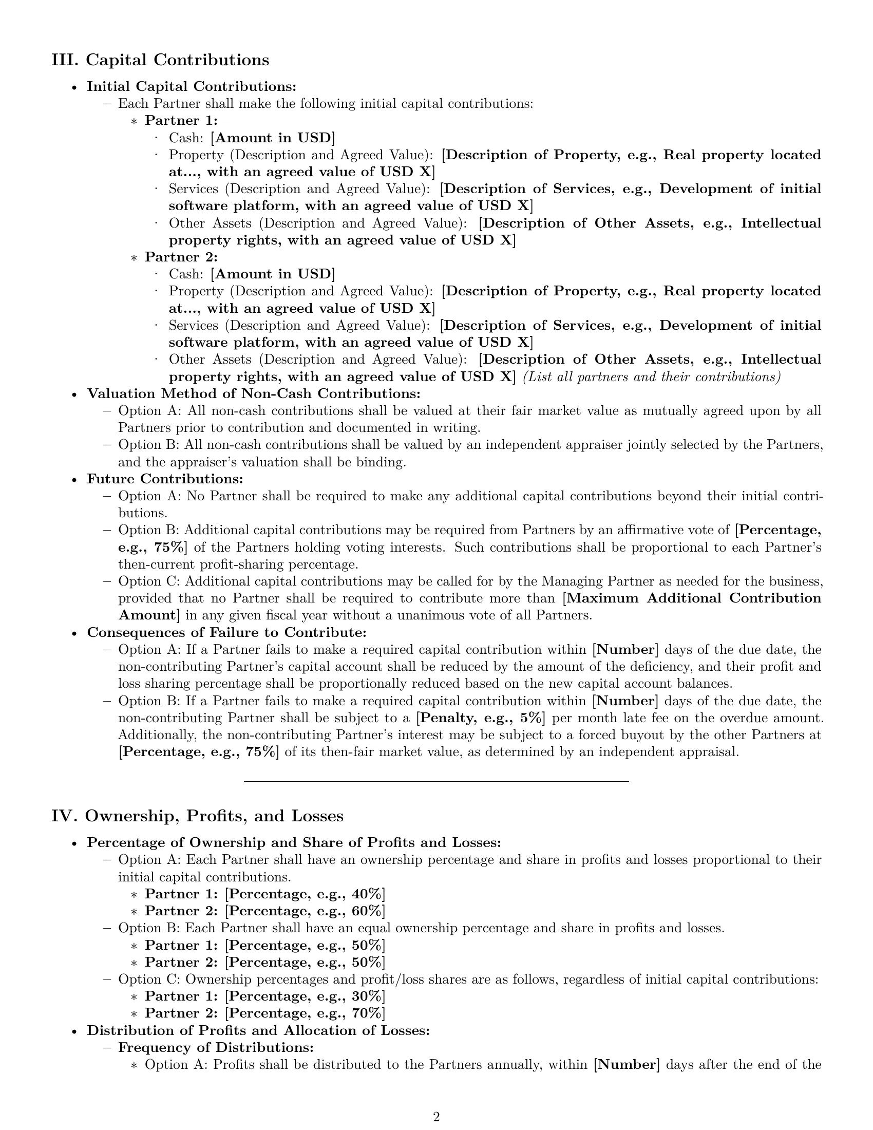 Preview page 2 of Pro Arizona partnership agreement template