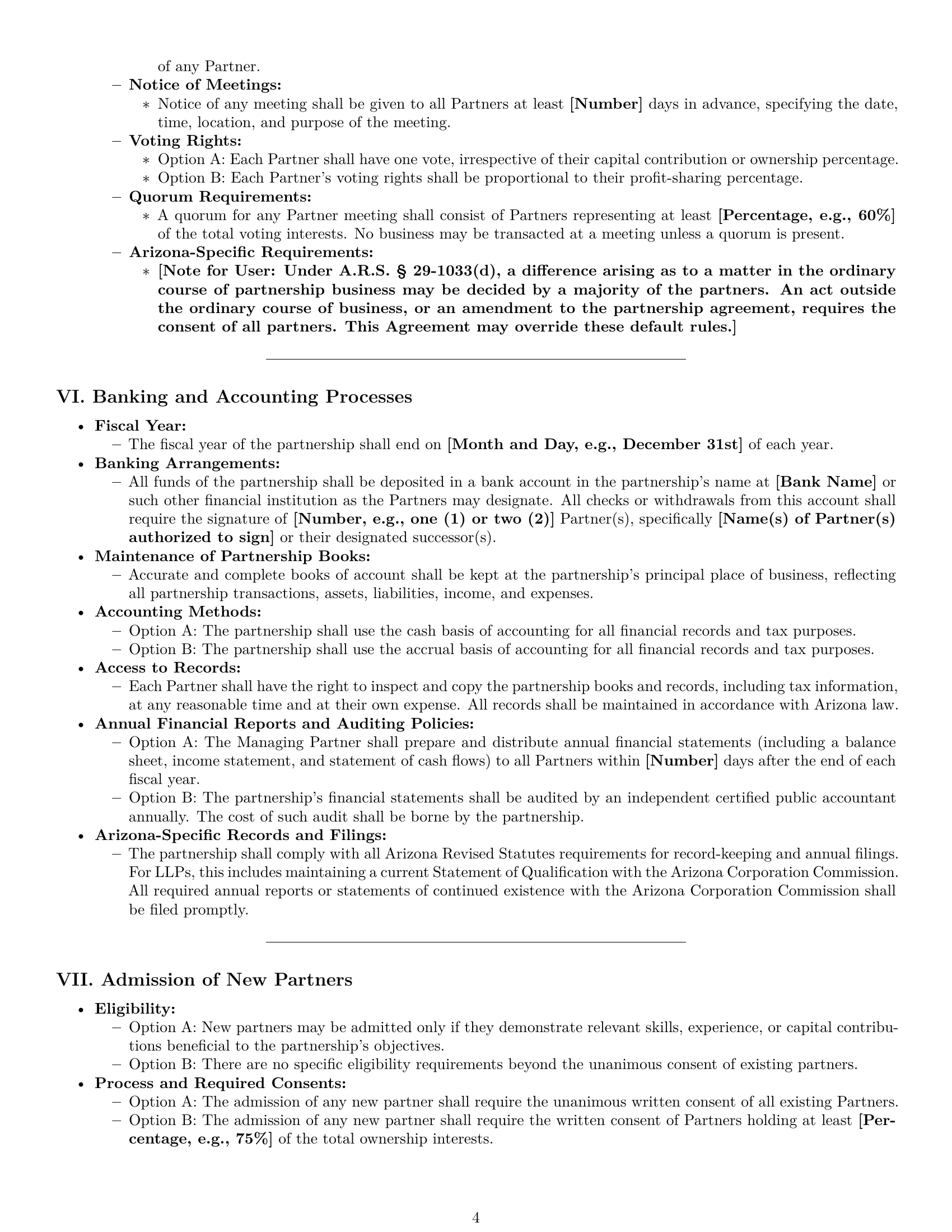 Preview page 4 of Pro Arizona partnership agreement template