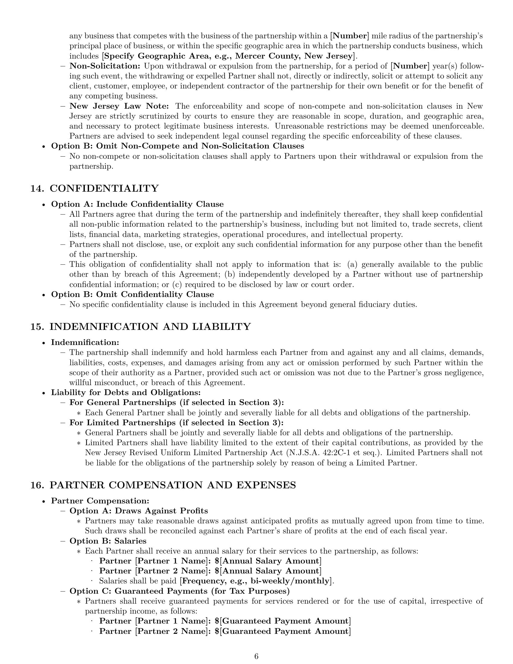 Preview page 6 of Pro New Jersey partnership agreement template