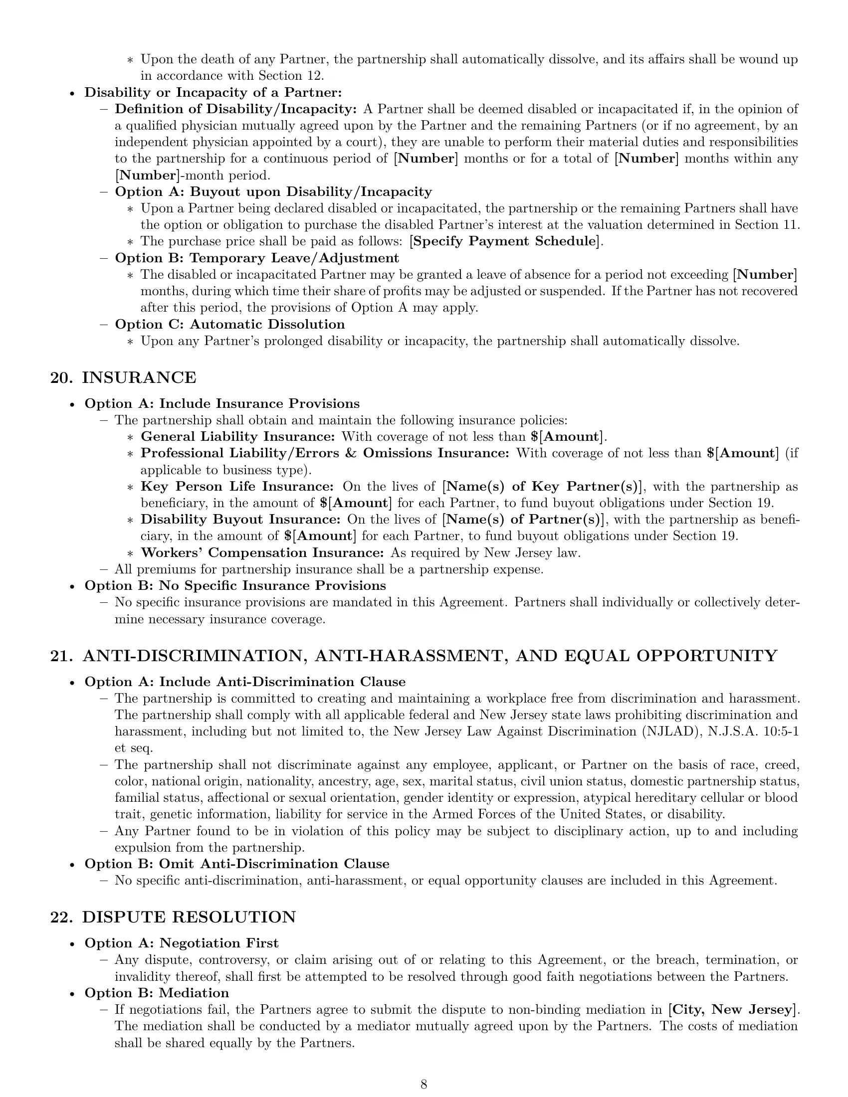 Preview page 8 of Pro New Jersey partnership agreement template