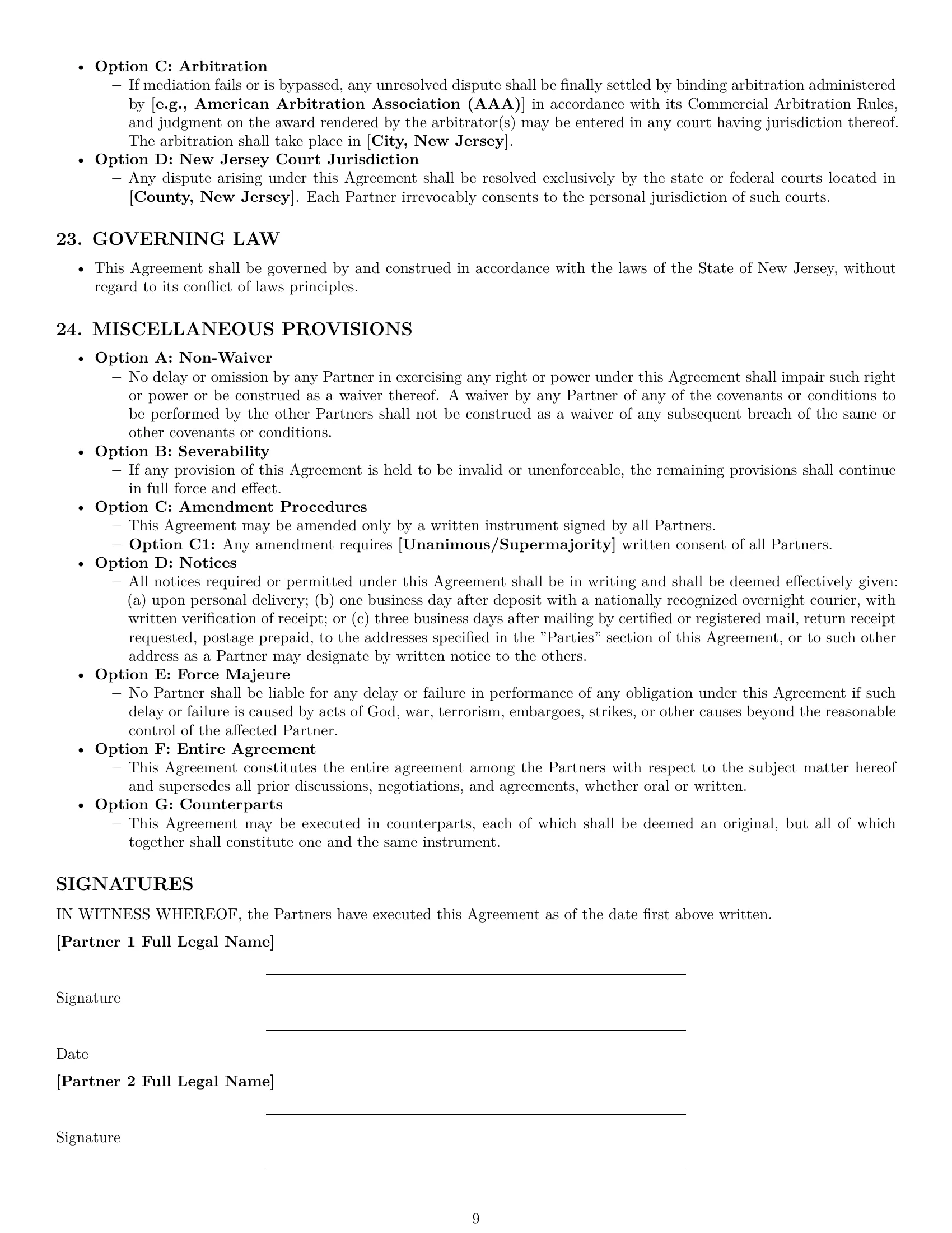 Preview page 9 of Pro New Jersey partnership agreement template