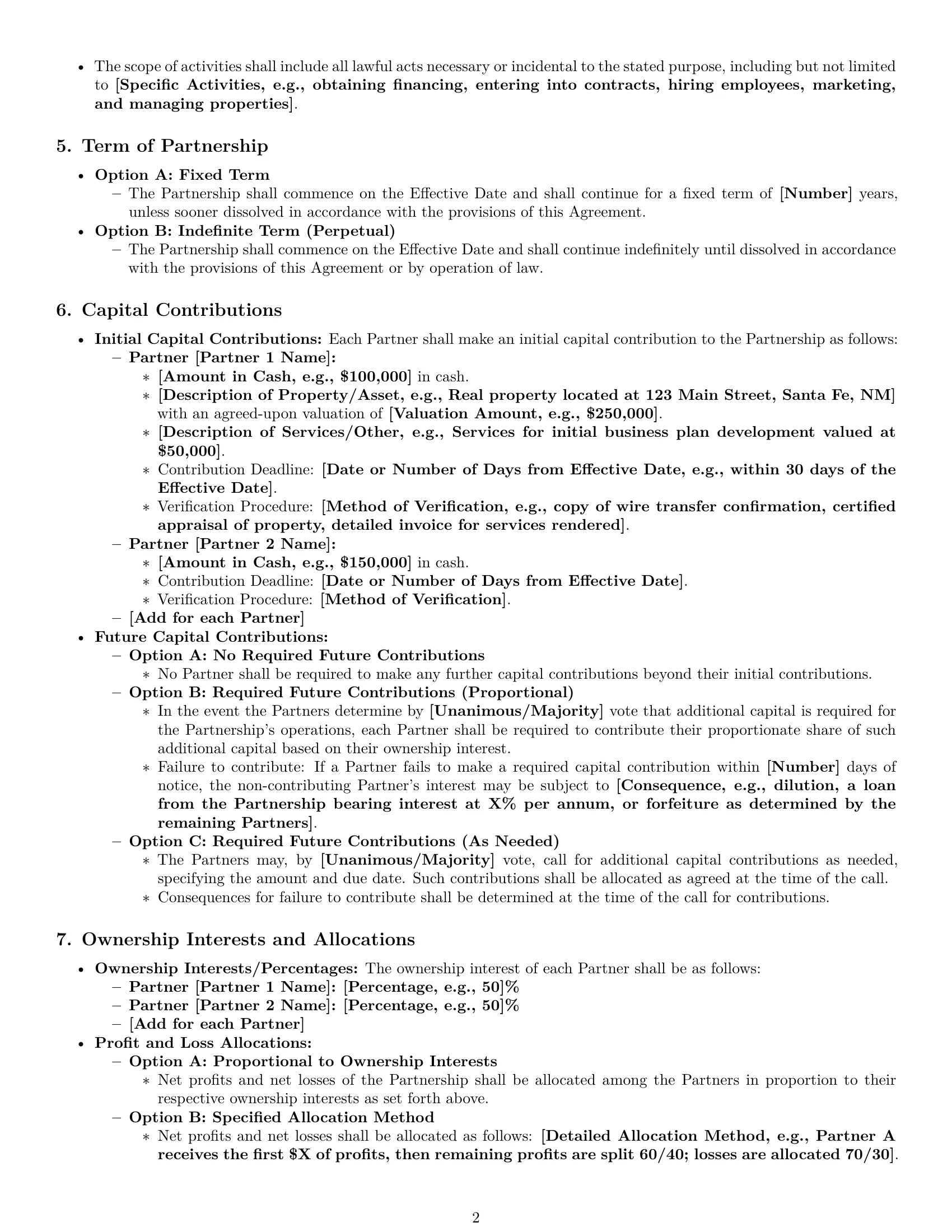 Preview page 2 of Pro New Mexico partnership agreement template