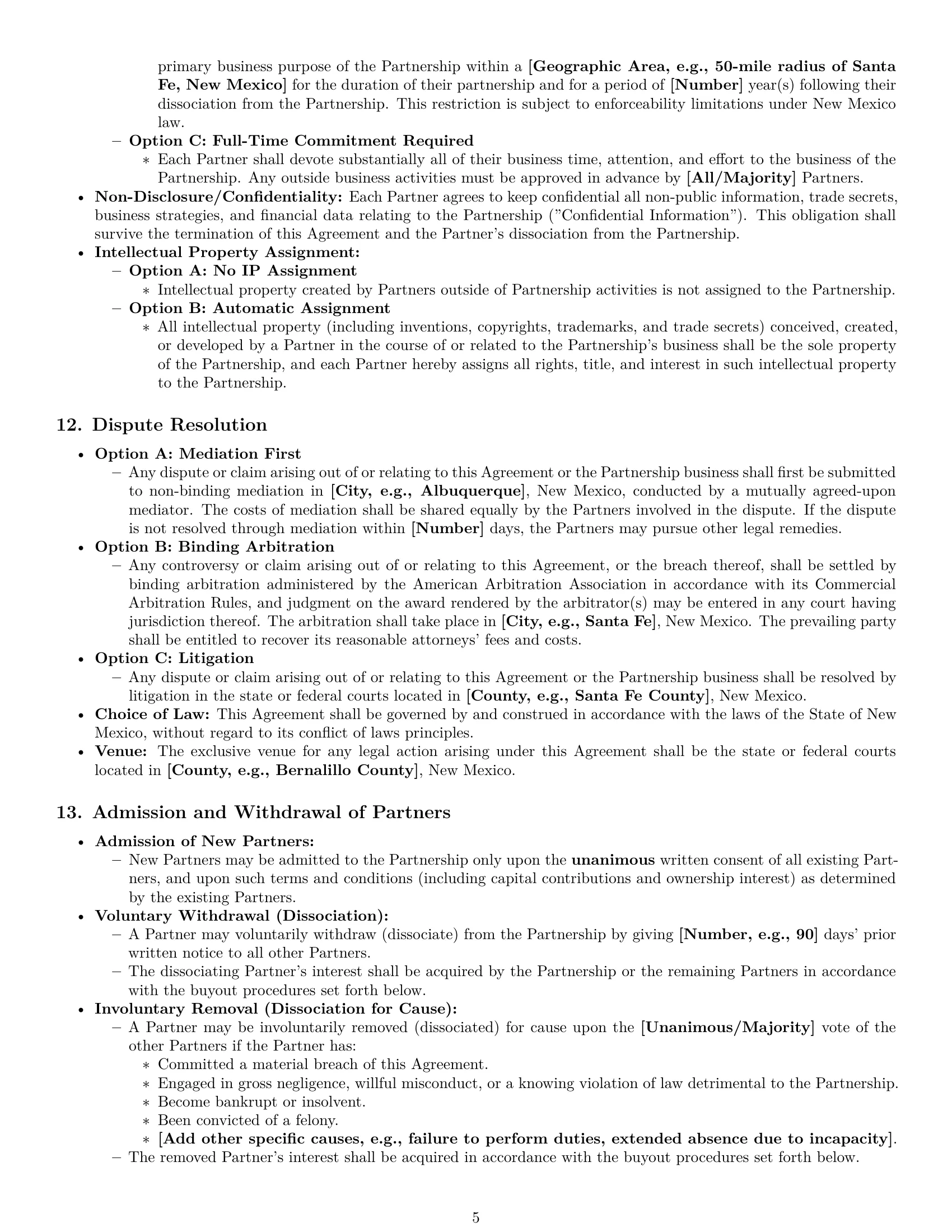 Preview page 5 of Pro New Mexico partnership agreement template