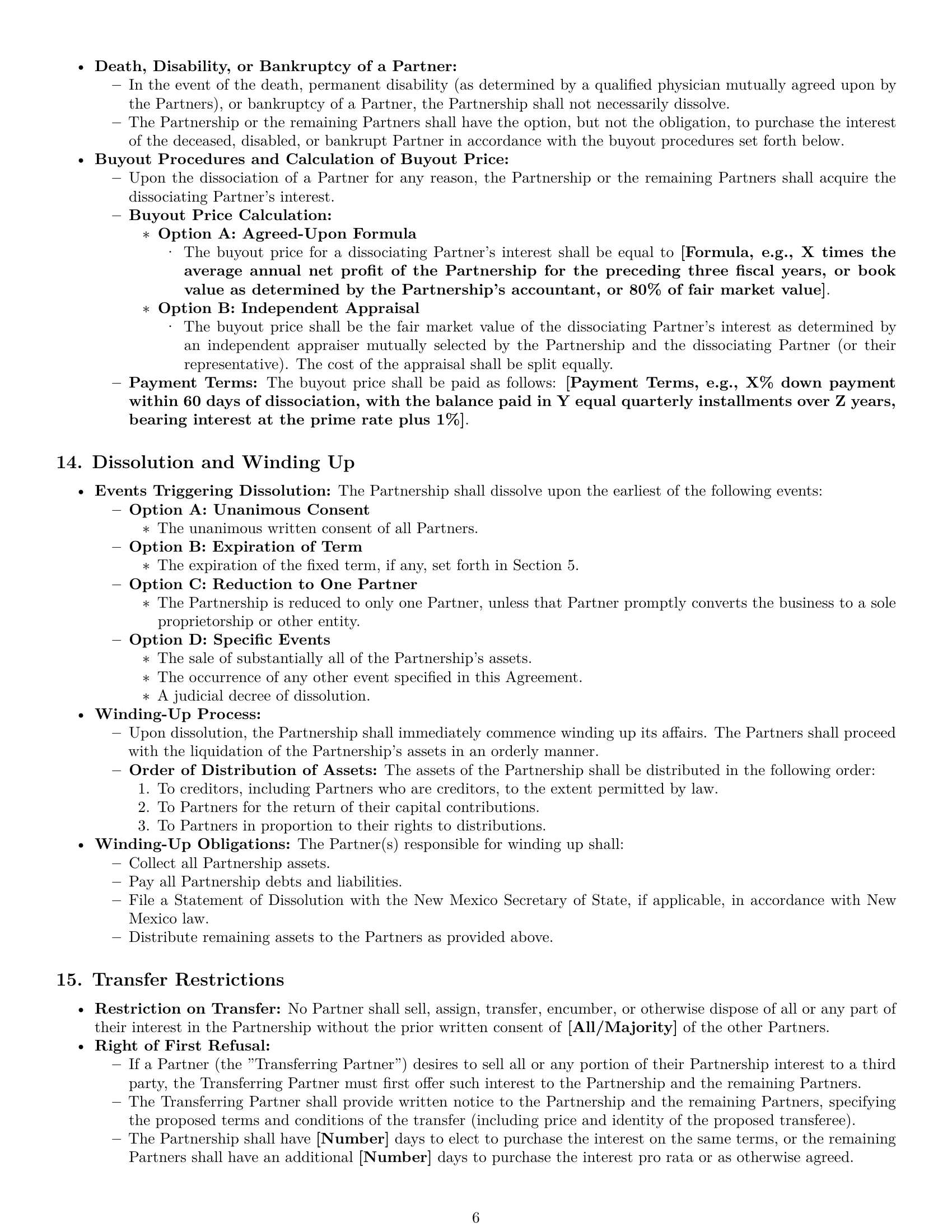 Preview page 6 of Pro New Mexico partnership agreement template