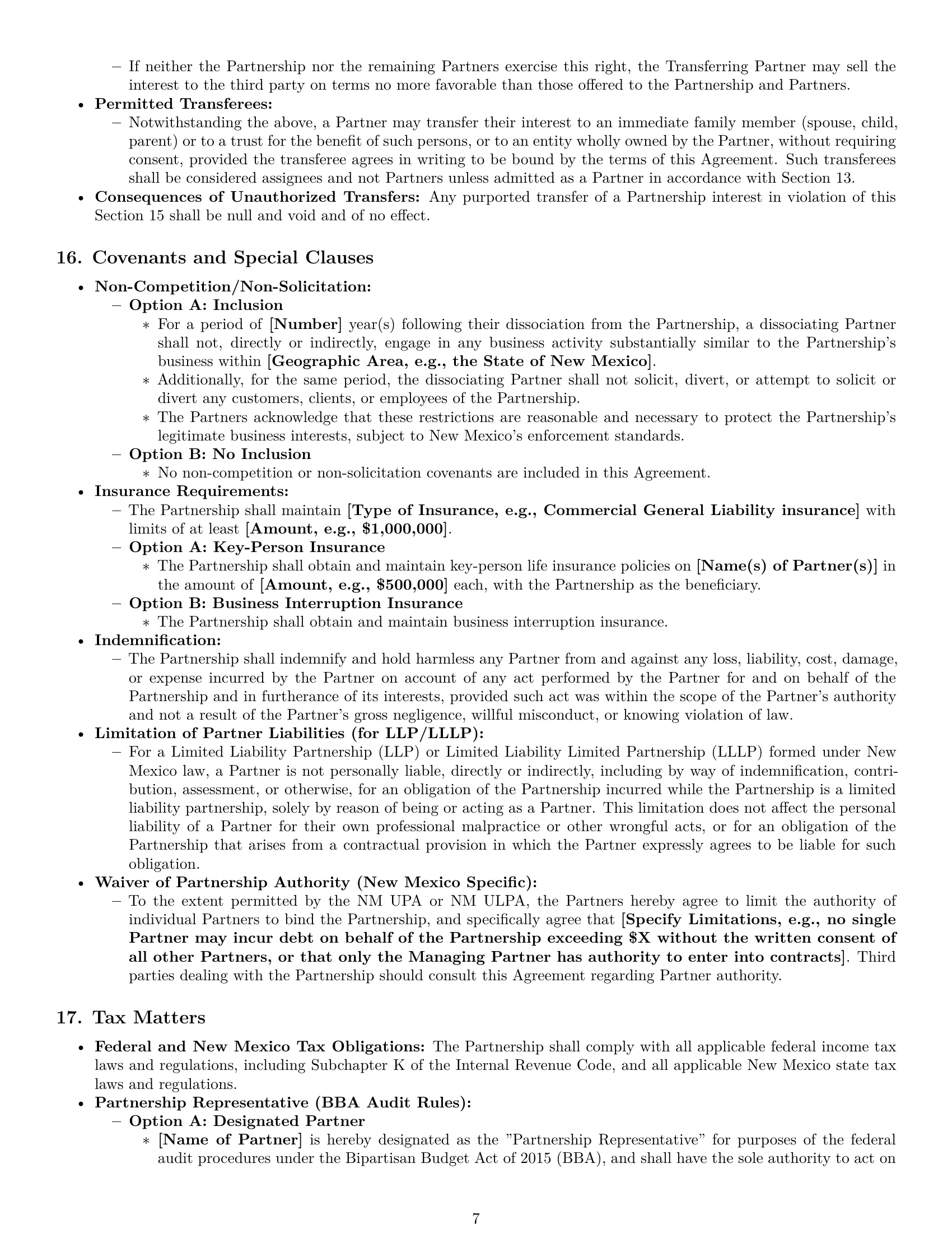 Preview page 7 of Pro New Mexico partnership agreement template