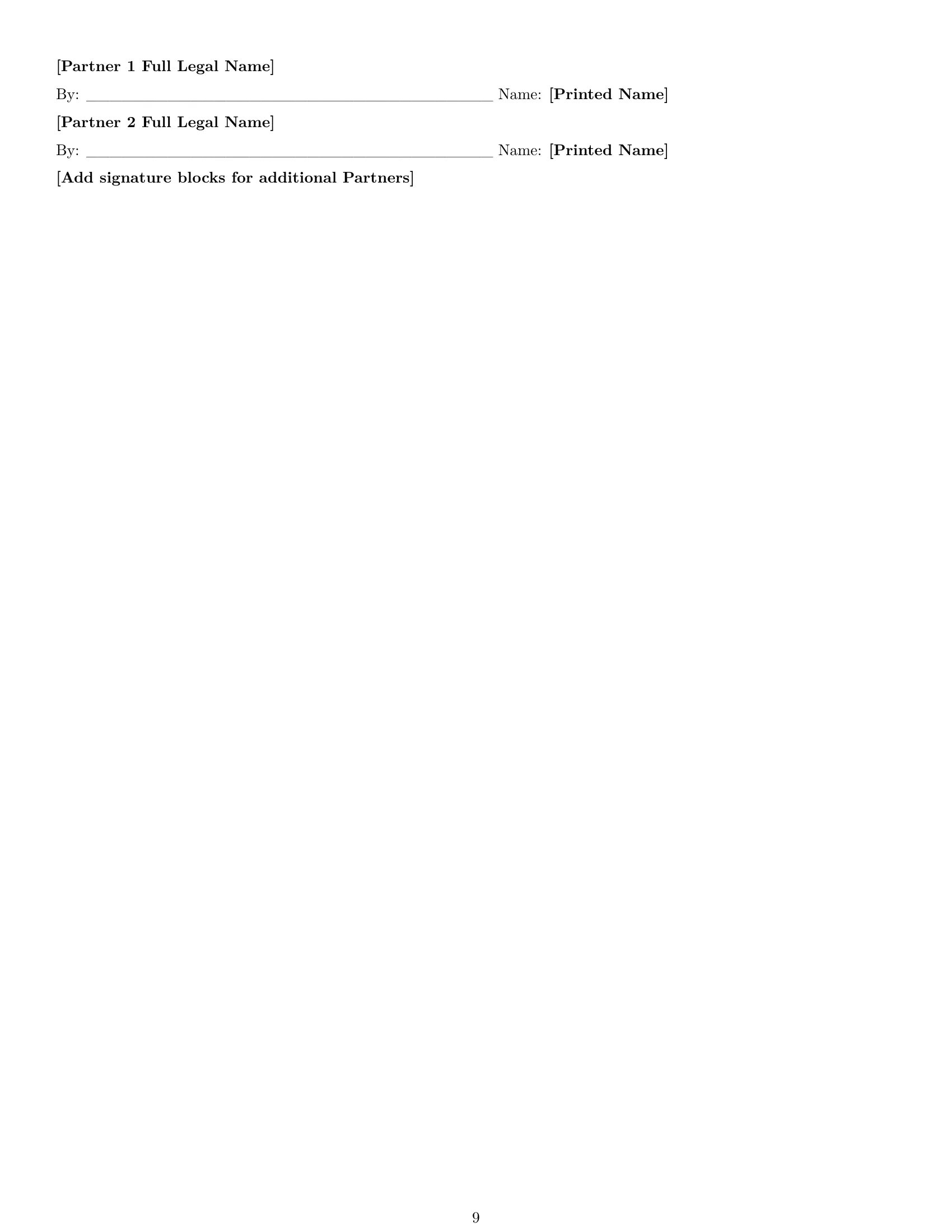 Preview page 9 of Pro New Mexico partnership agreement template
