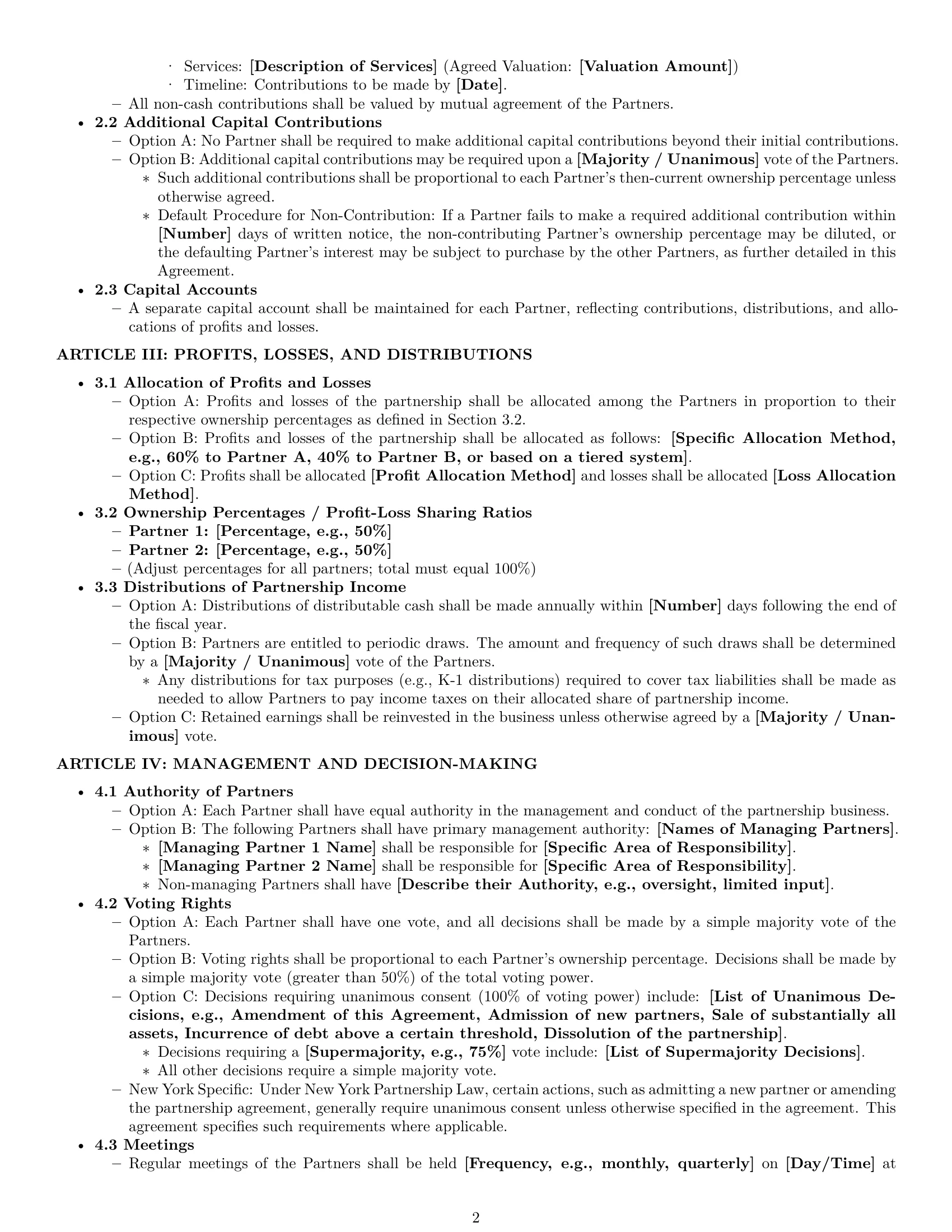 Preview page 2 of Pro New York partnership agreement template
