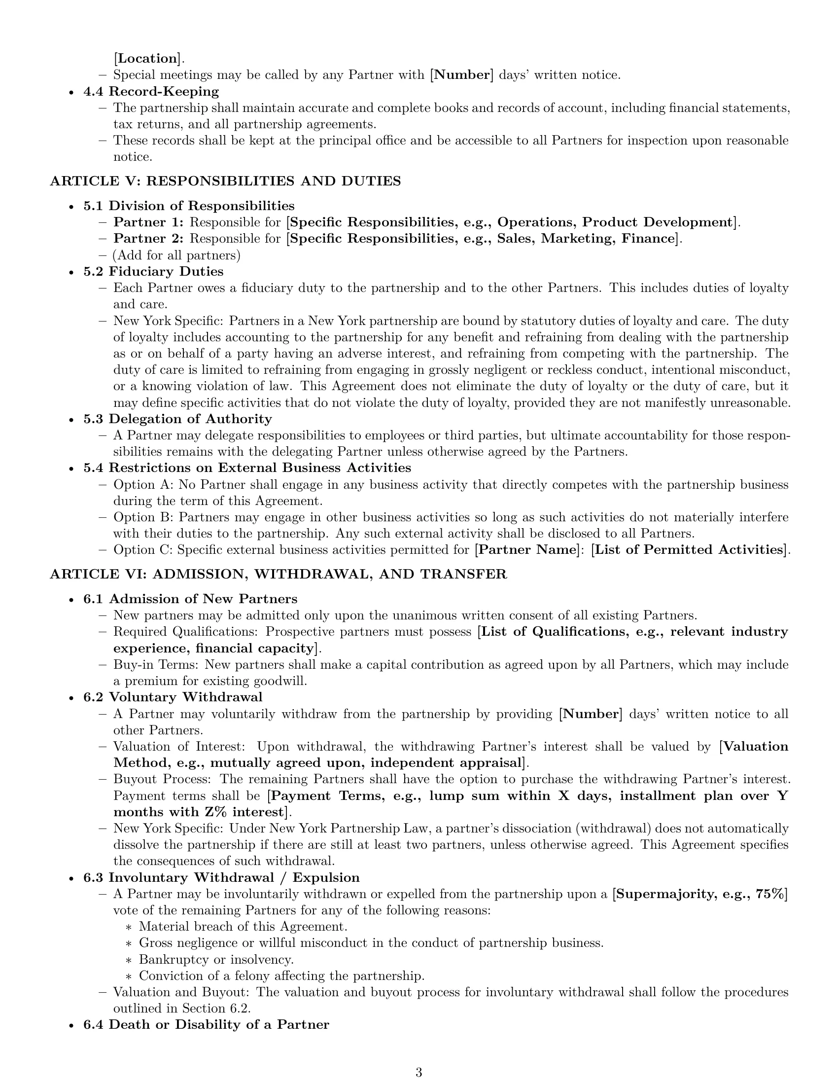 Preview page 3 of Pro New York partnership agreement template