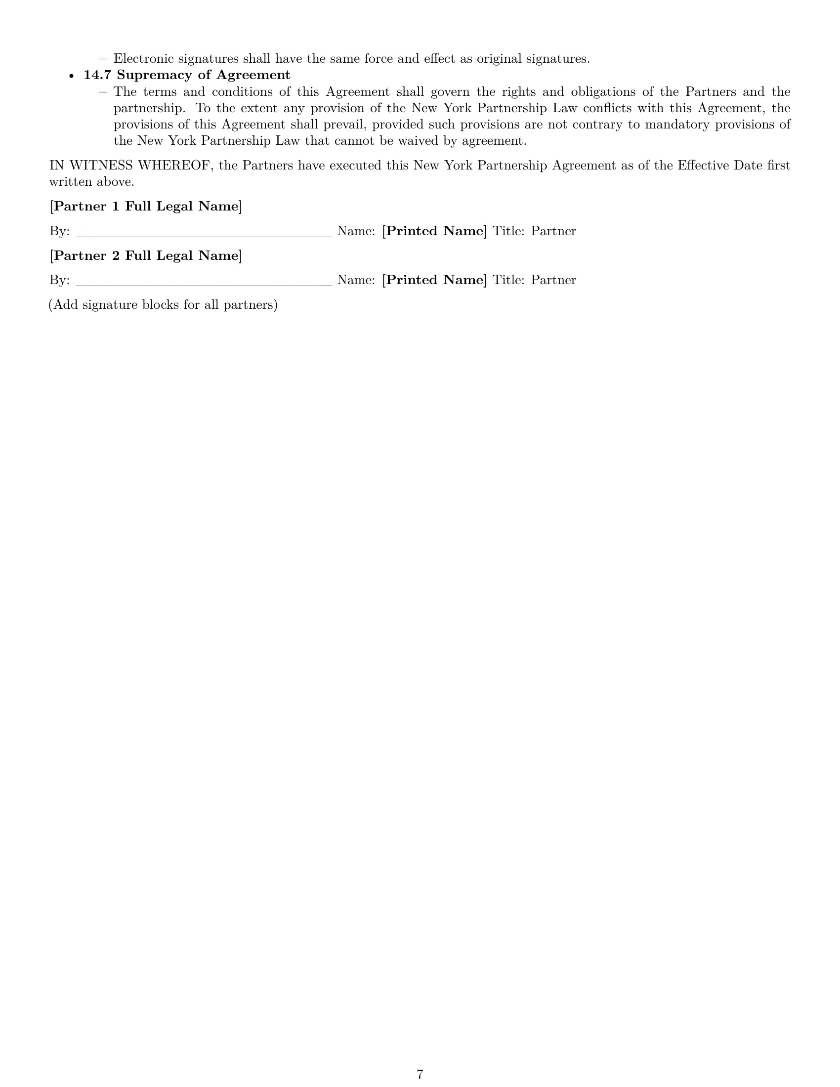 Preview page 7 of Pro New York partnership agreement template