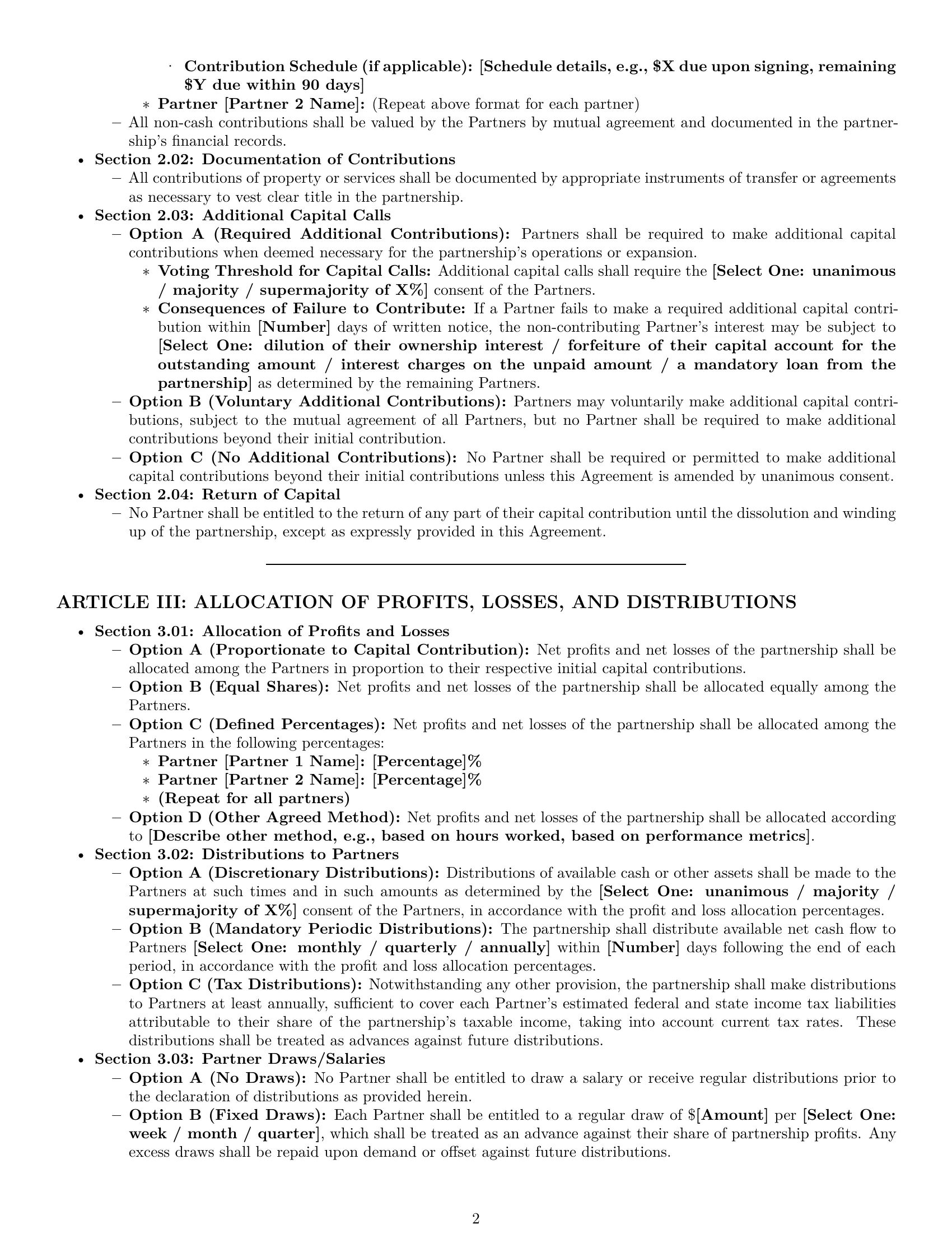 Preview page 2 of Pro North Carolina partnership agreement template