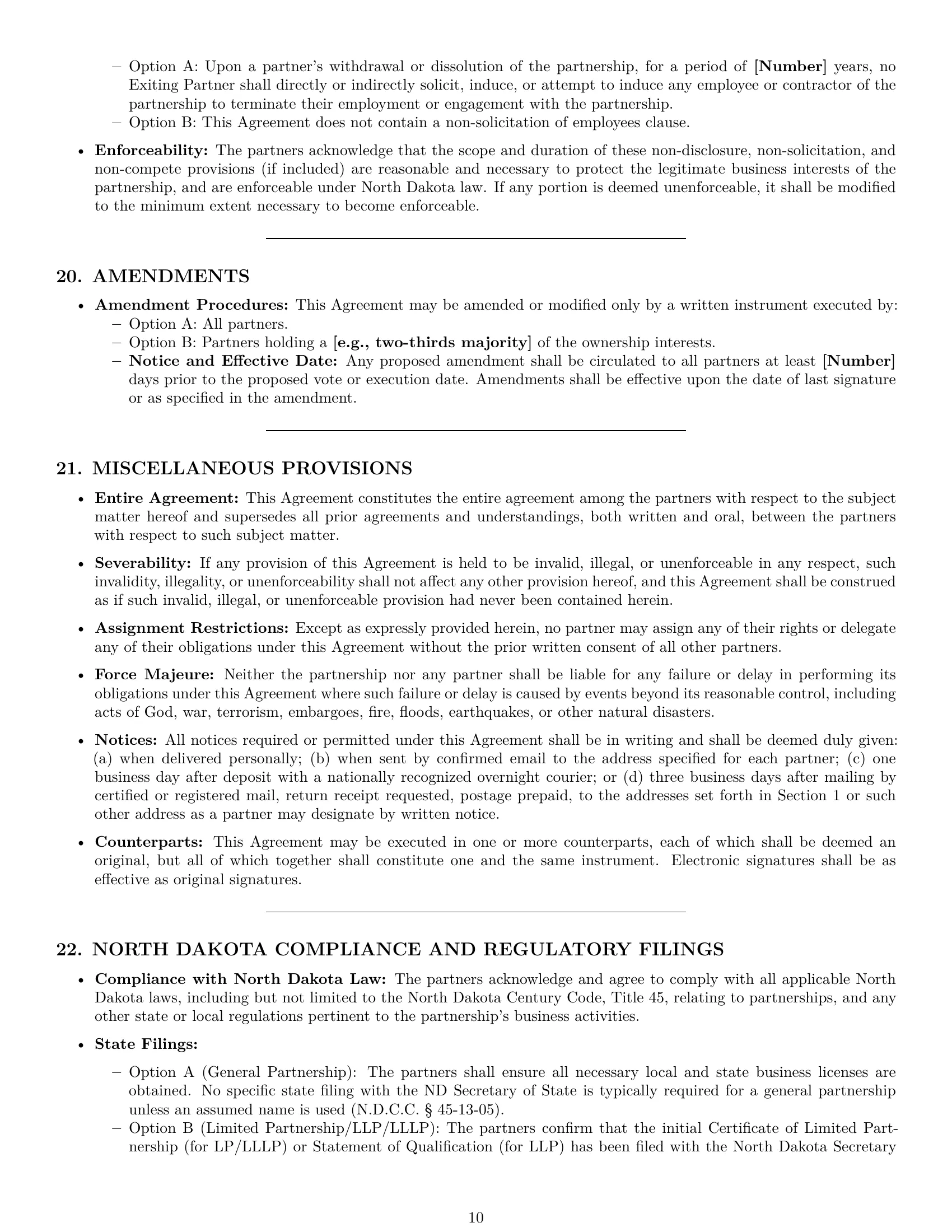 Preview page 10 of Pro North Dakota partnership agreement template