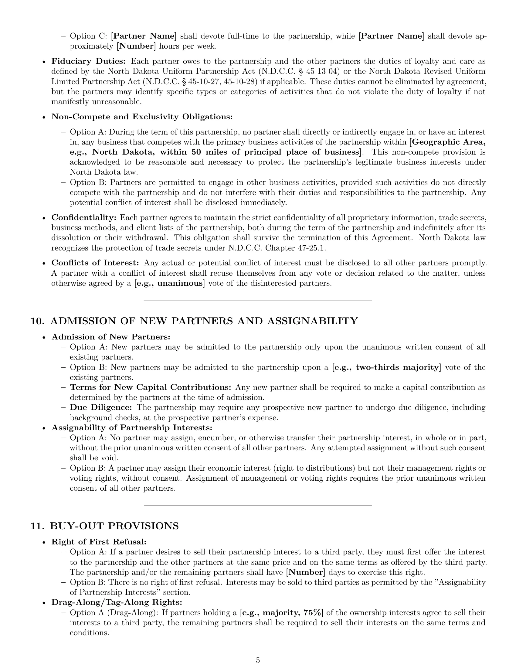 Preview page 5 of Pro North Dakota partnership agreement template
