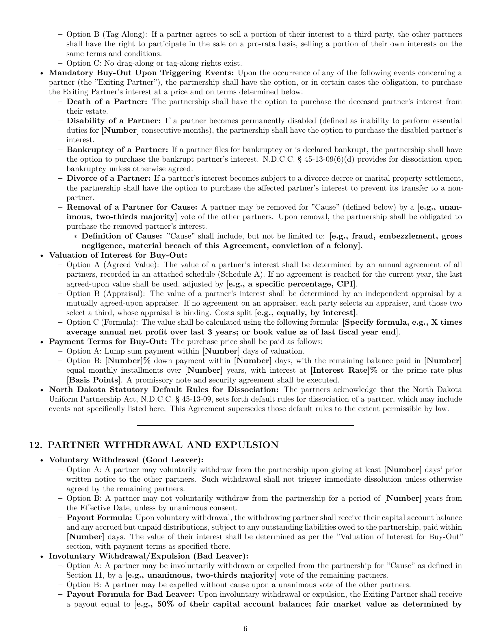 Preview page 6 of Pro North Dakota partnership agreement template