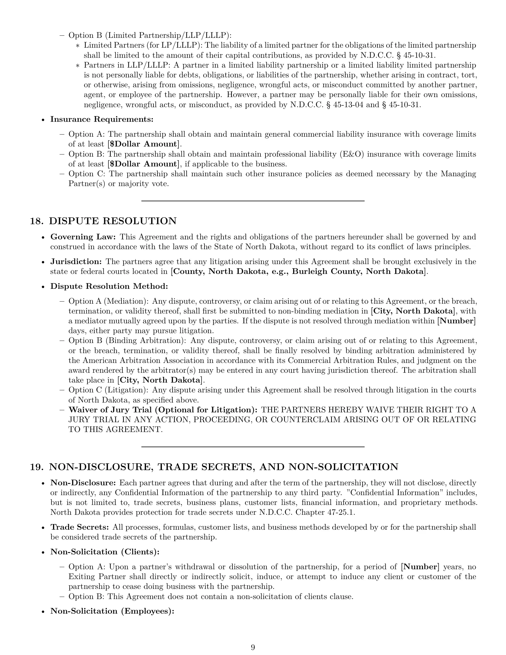 Preview page 9 of Pro North Dakota partnership agreement template